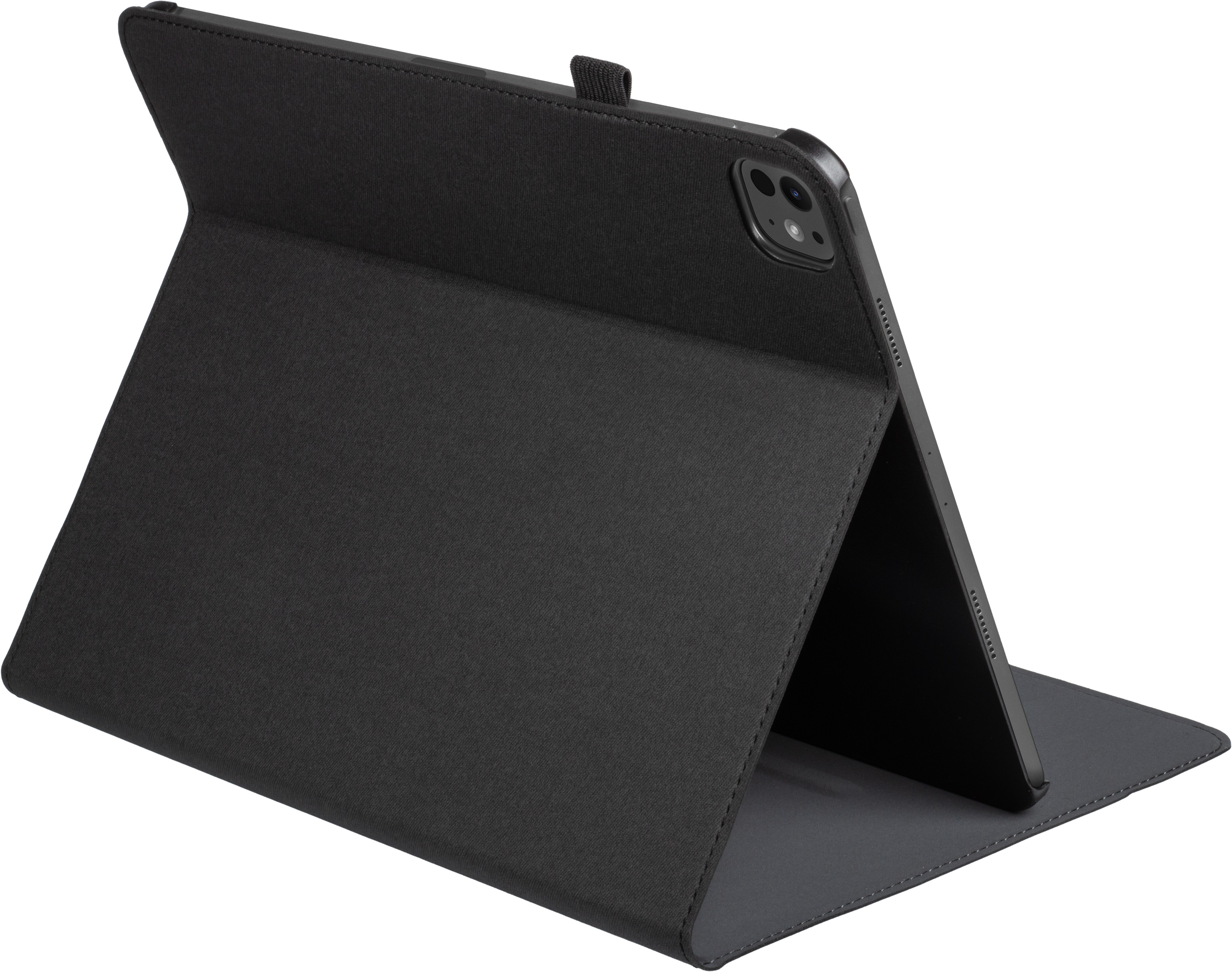 Étui de tablette noir supportant une tablette.