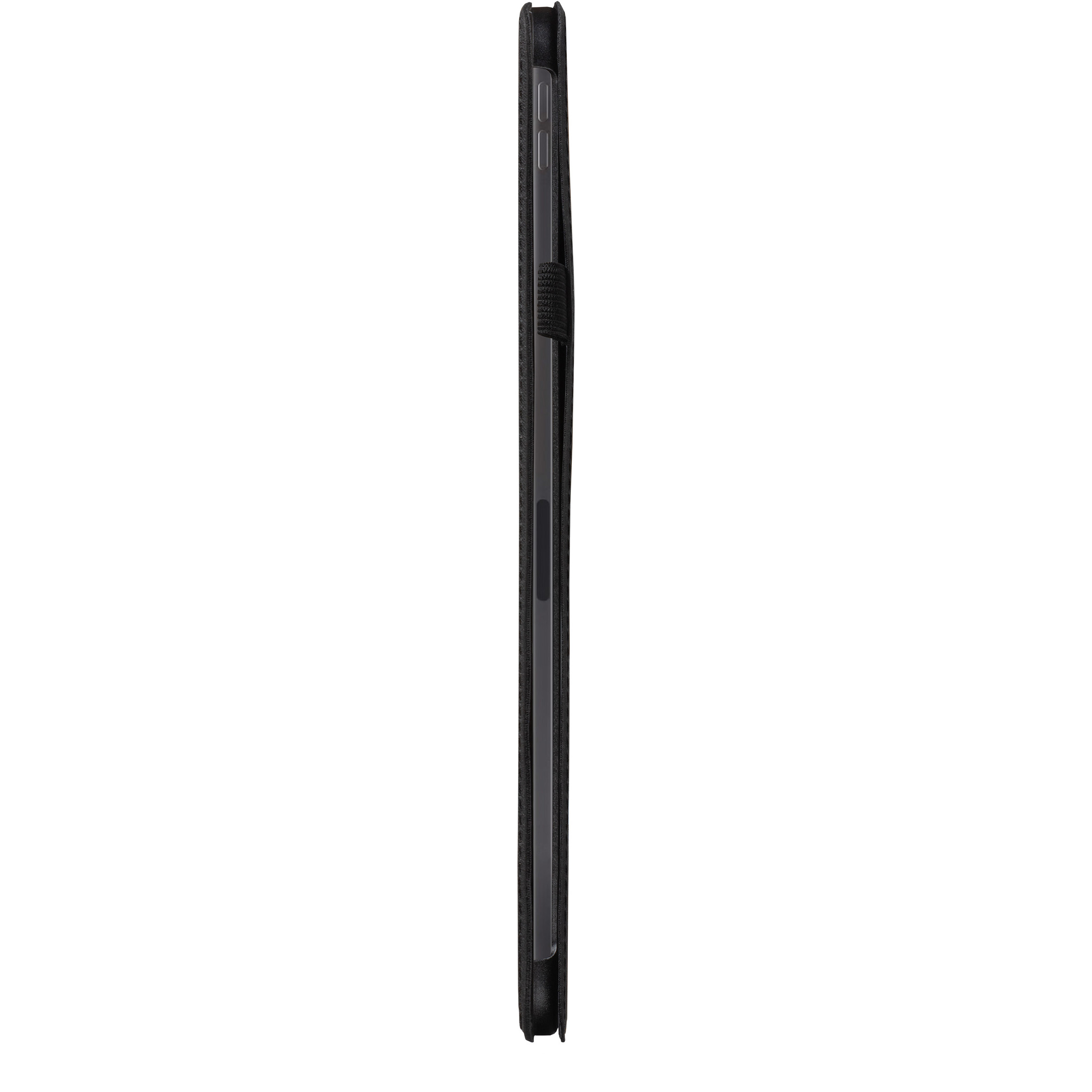 Black tablet case side view.