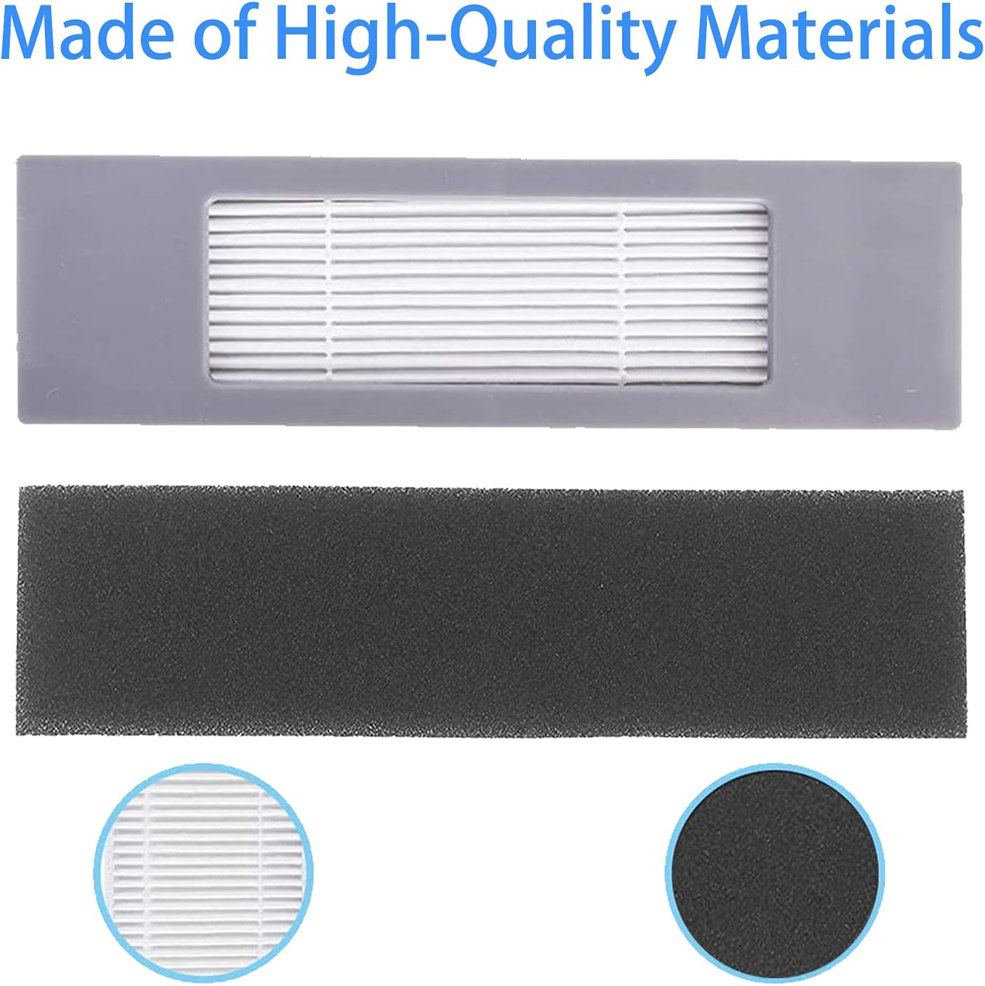 Filtr i kawałek pianki. Filtr jest szary, a pianka czarna.