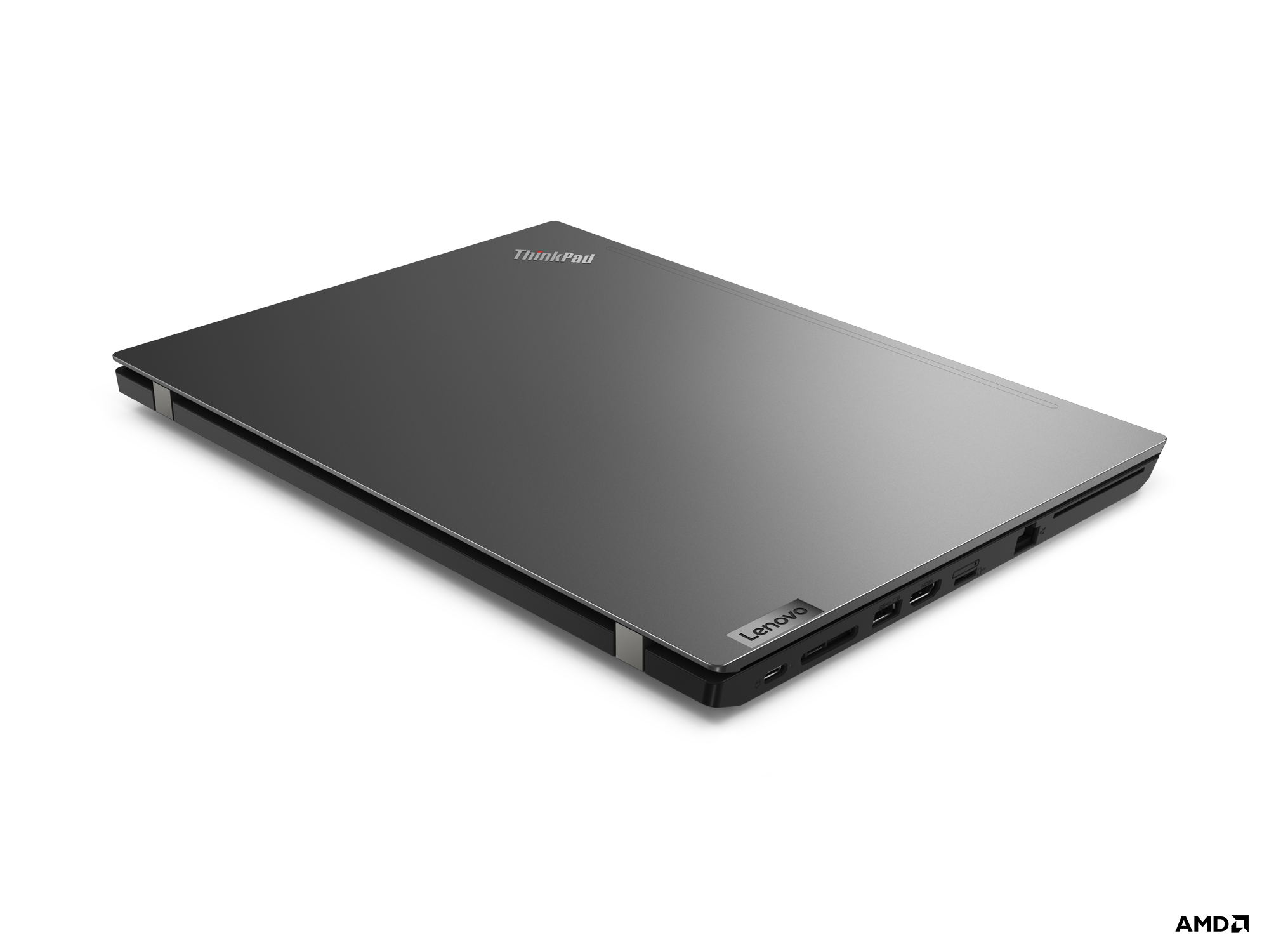 Geschlossener schwarzer ThinkPad Laptop, zeigt die obere Abdeckung.