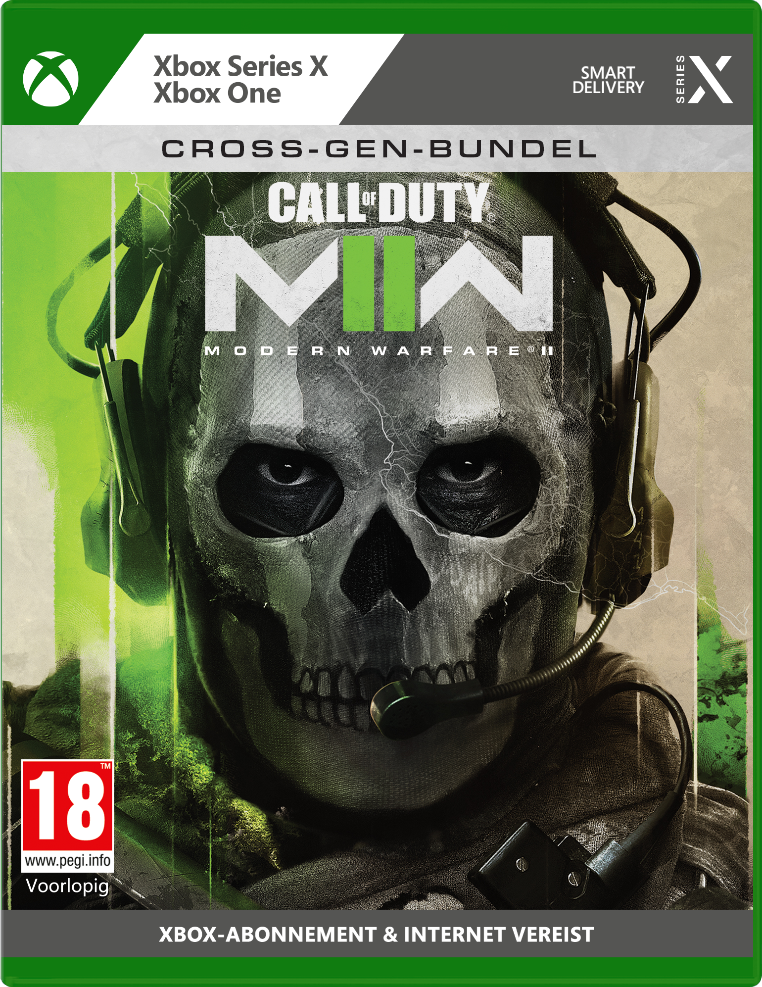 Pudełko z grą Call of Duty: Modern Warfare II. Na okładce czaszka w słuchawkach.