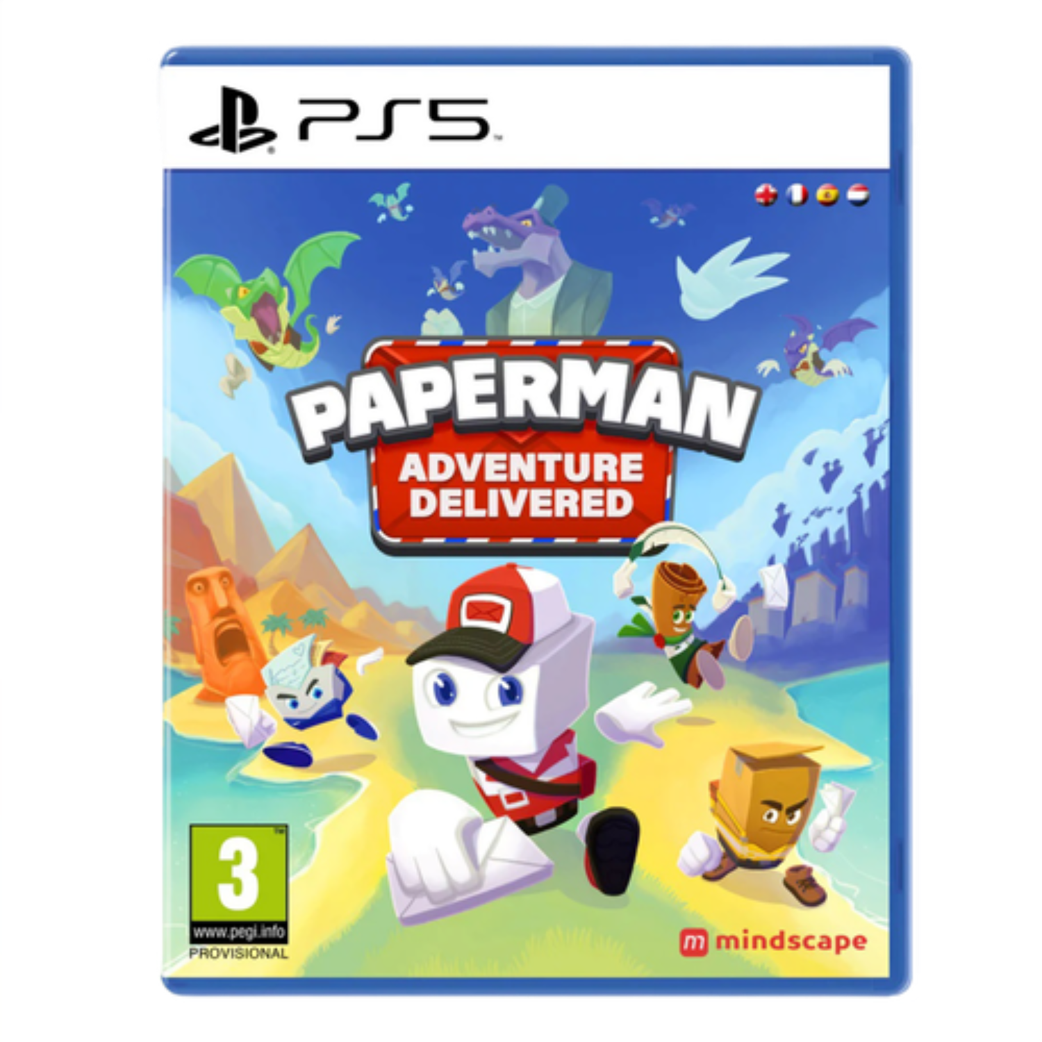 Pudełko z grą wideo z kolorową grafiką i tytułem 'Paperman'.