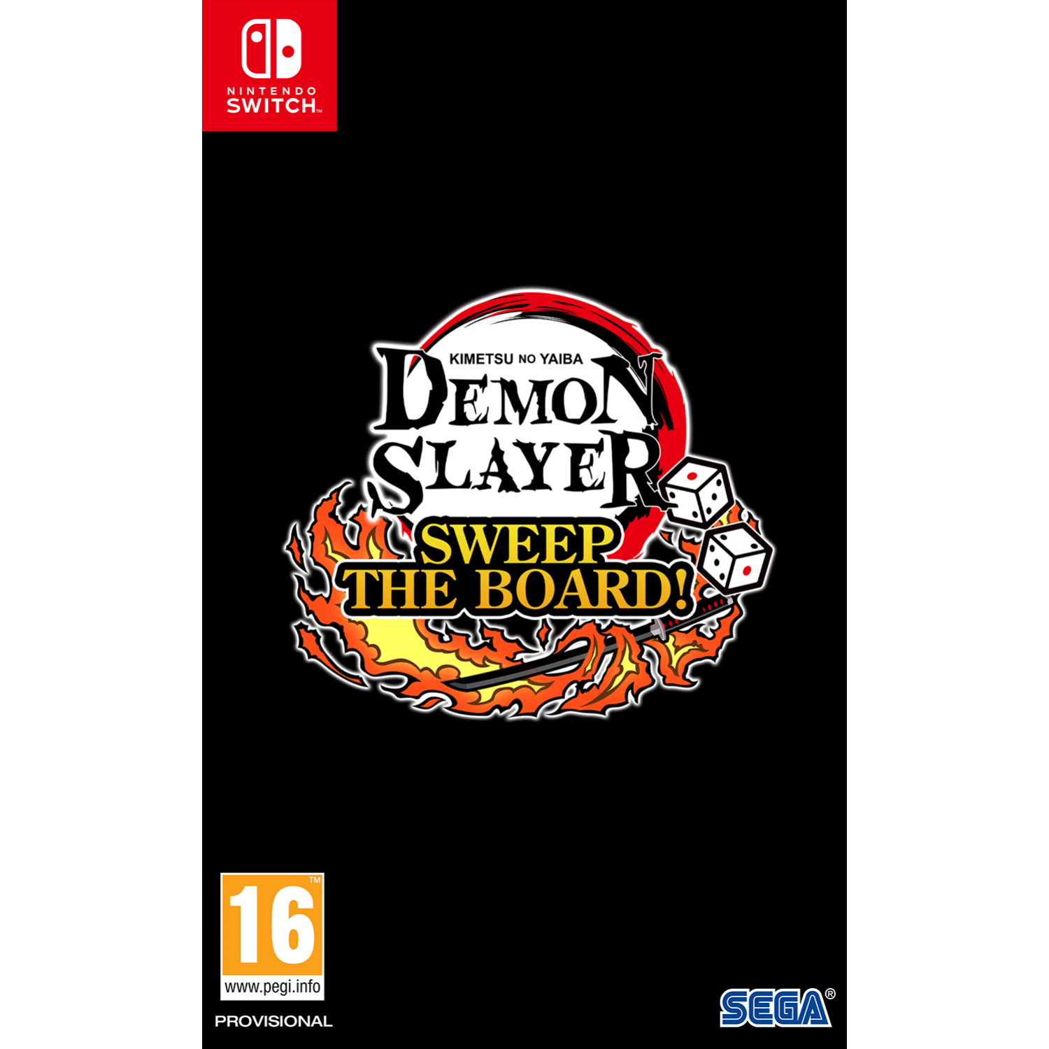 Copertina del gioco Demon Slayer. Testo e personaggi su sfondo nero.