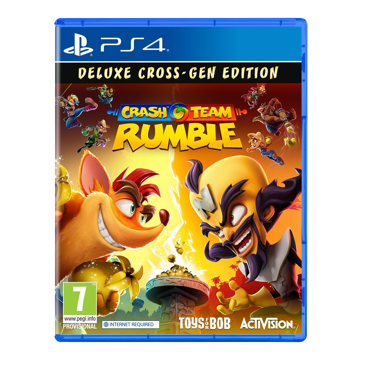 Copertina del gioco. Crash Bandicoot e Dr. Neo Cortex si affrontano. Deluxe Cross-Gen Edition.