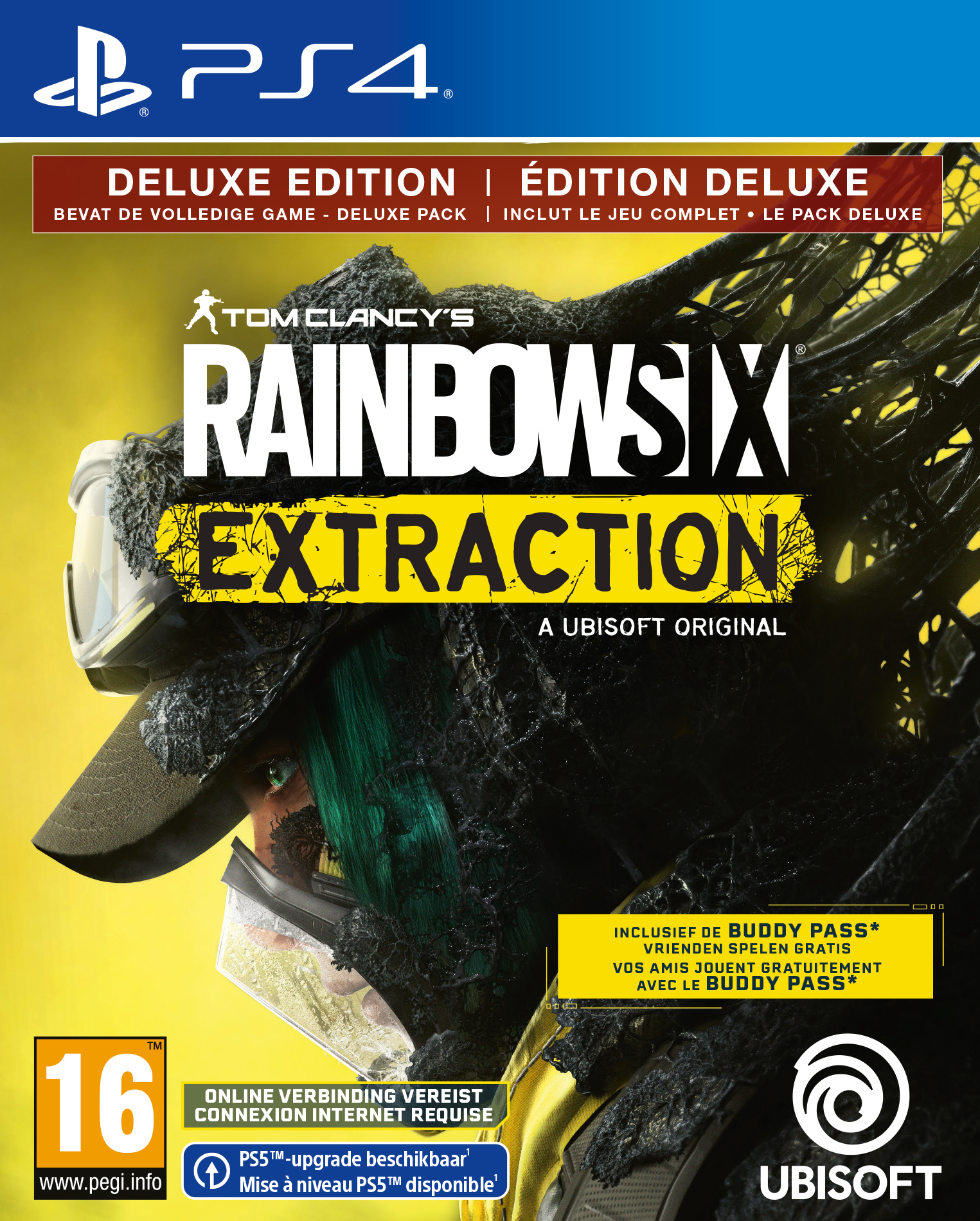 Copertina del gioco Tom Clancy's Rainbow Six Extraction con personaggio femminile e logo.