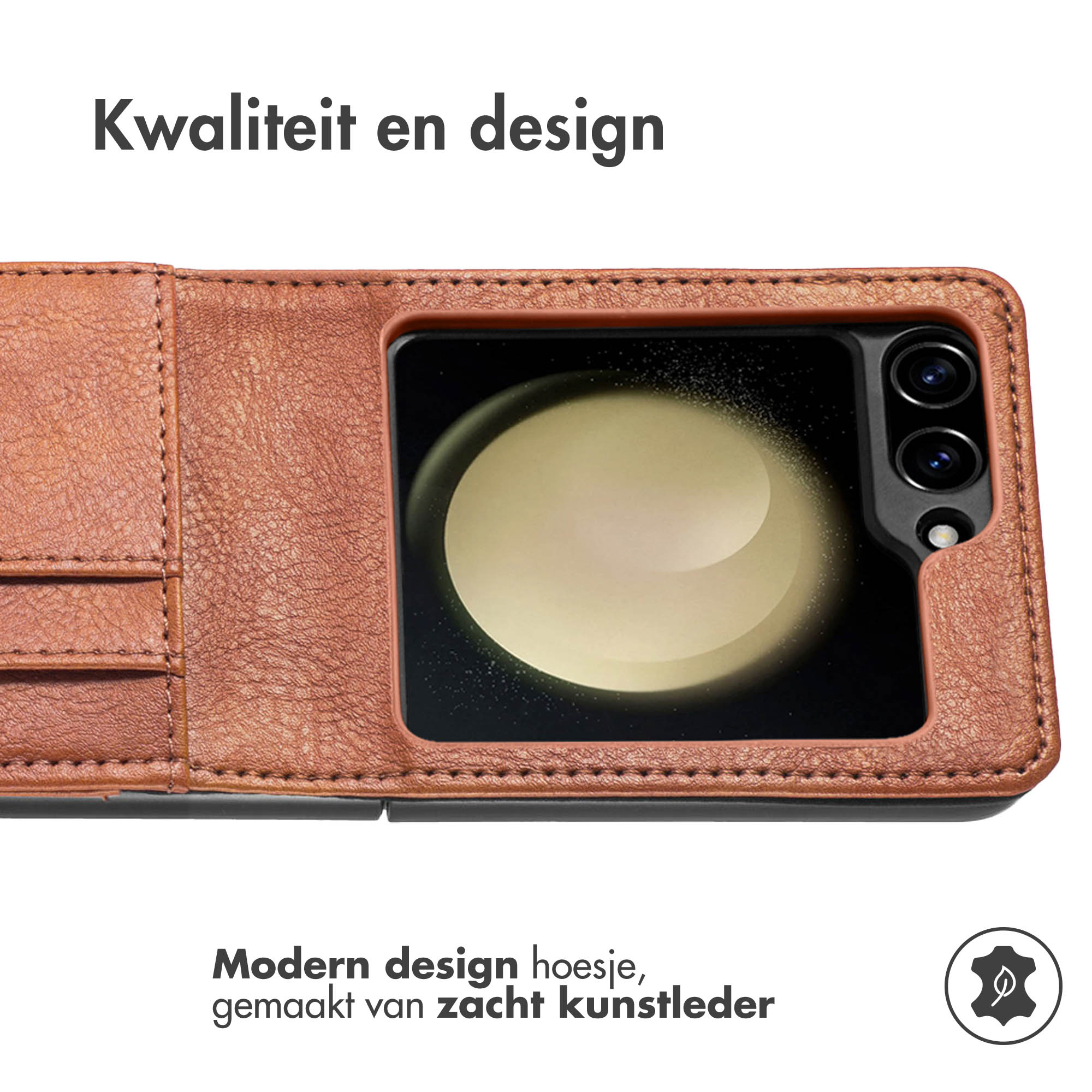 IMOSHION Luxe Bookcase flip versie - Geschikt voor Samsung Galaxy Z Flip 6 - Telefoonhoesje voor Samsung Samsung Galaxy Z Flip 6 Bruin