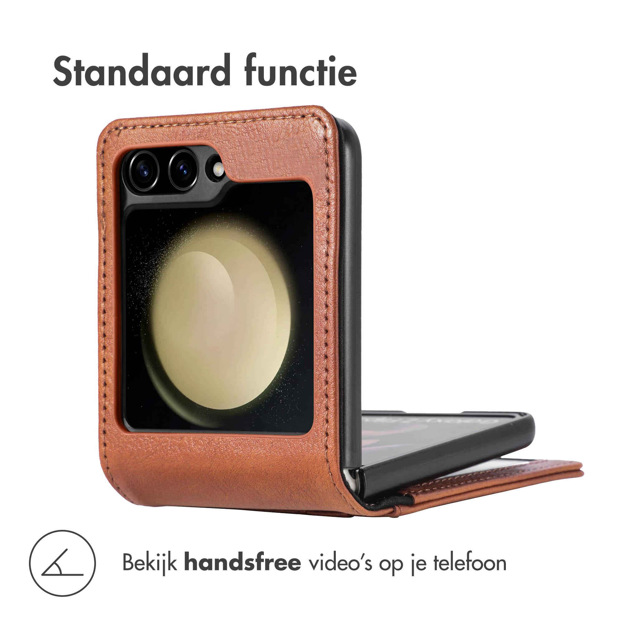 IMOSHION Luxe Bookcase flip versie - Geschikt voor Samsung Galaxy Z Flip 6 - Telefoonhoesje voor Samsung Samsung Galaxy Z Flip 6 Bruin