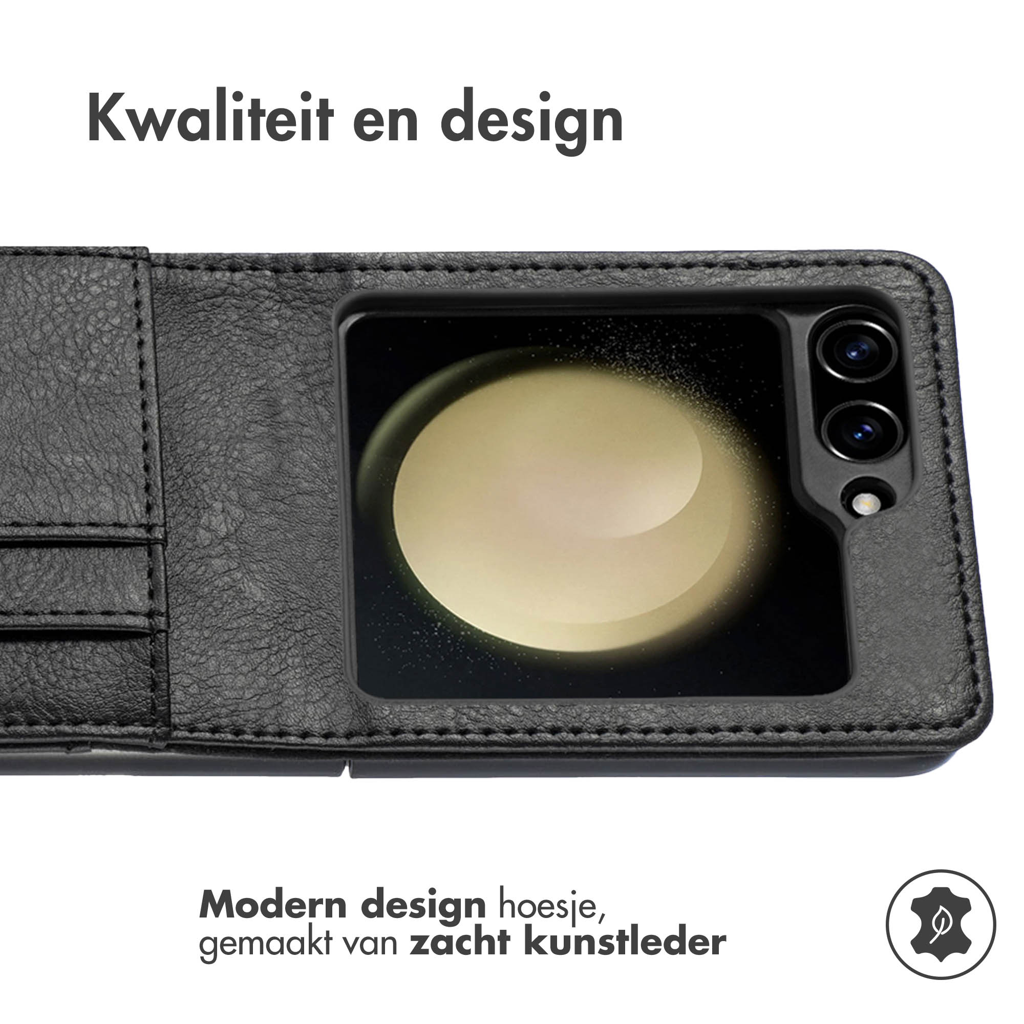 IMOSHION Luxe Bookcase flip versie - Geschikt voor Samsung Galaxy Z Flip 6 - Telefoonhoesje voor Samsung Samsung Galaxy Z Flip 6 Zwart