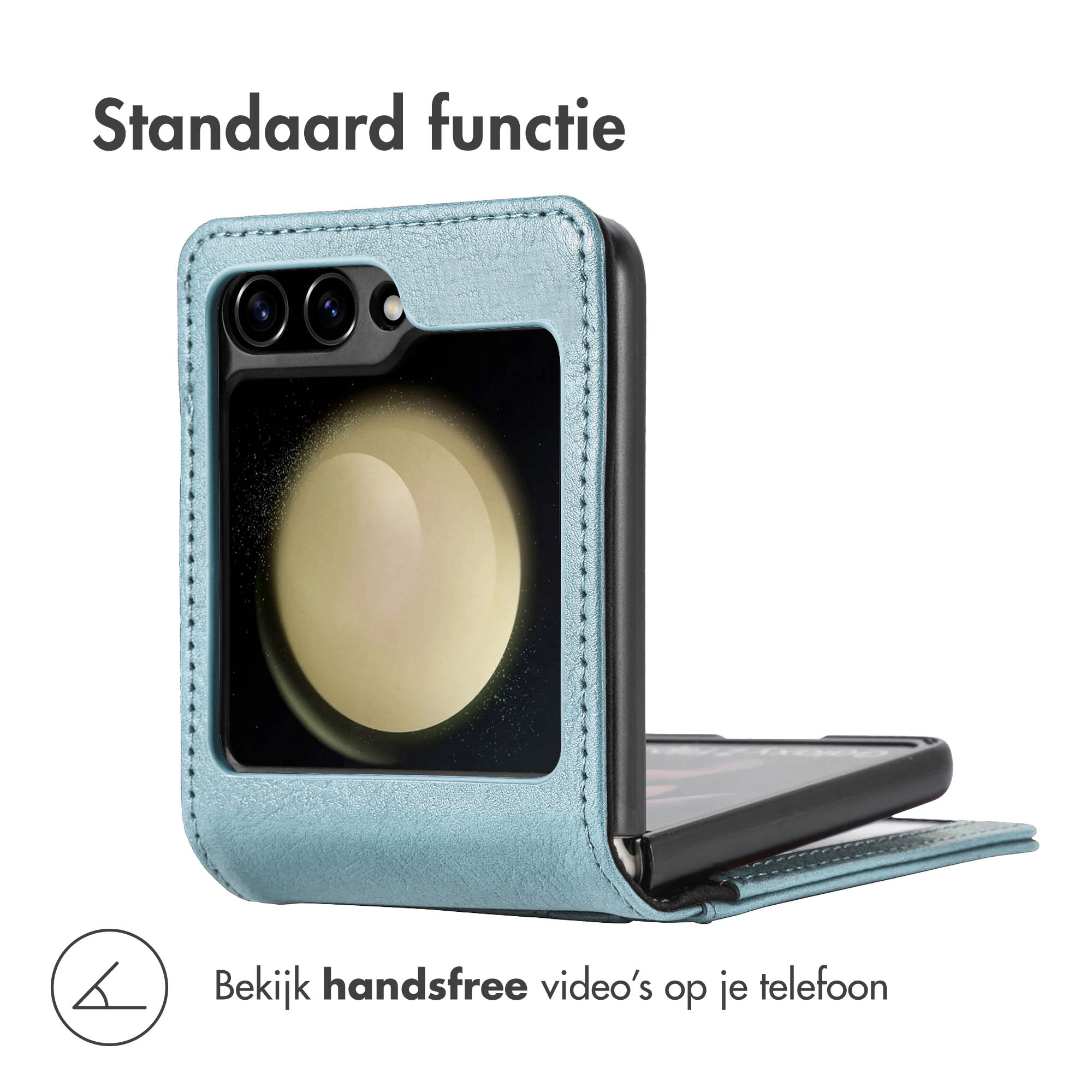 IMOSHION Luxe Bookcase flip versie - Geschikt voor Samsung Galaxy Z Flip 6 - Telefoonhoesje voor Samsung Samsung Galaxy Z Flip 6 Lichtblauw