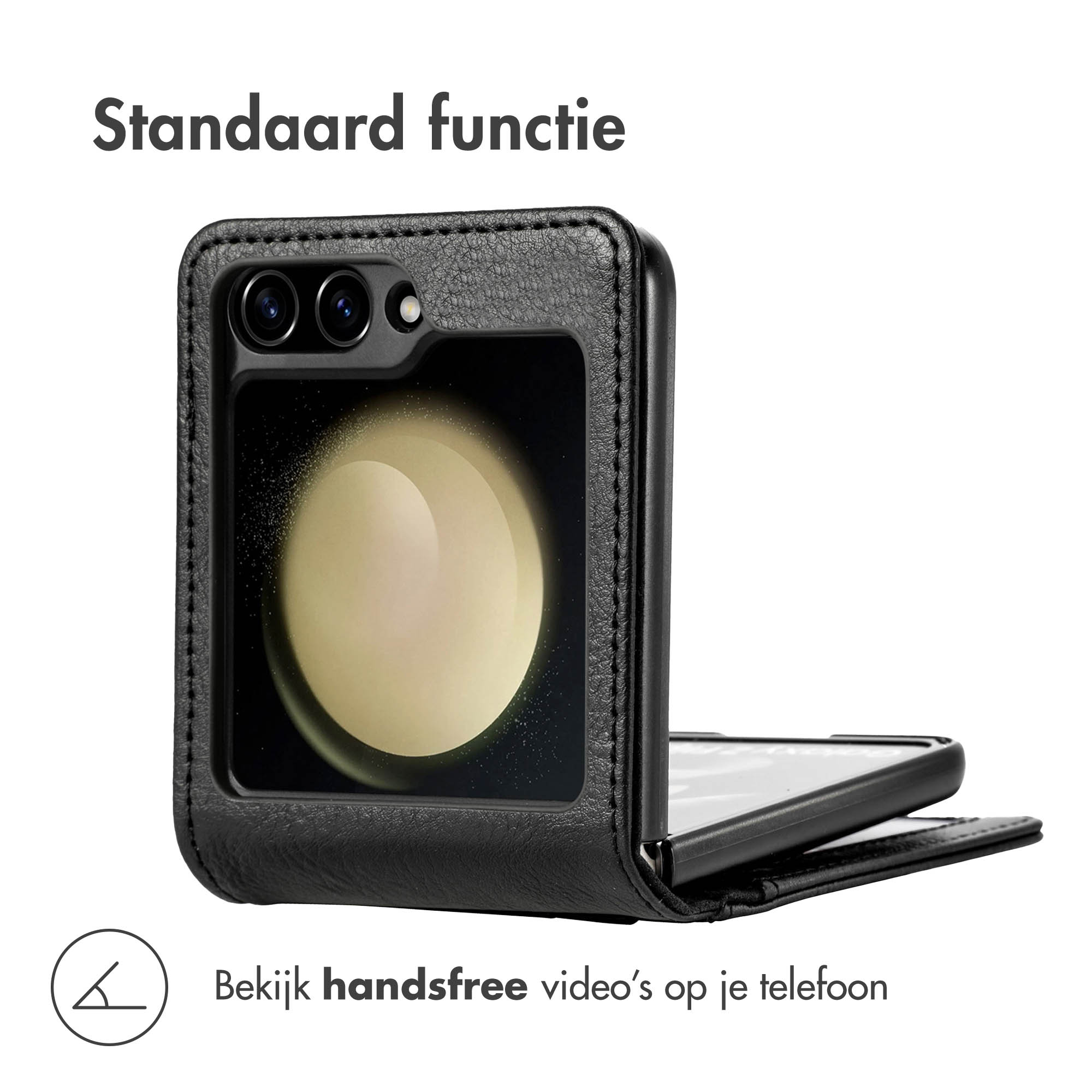 IMOSHION Luxe Bookcase flip versie - Geschikt voor Samsung Galaxy Z Flip 6 - Telefoonhoesje voor Samsung Samsung Galaxy Z Flip 6 Zwart