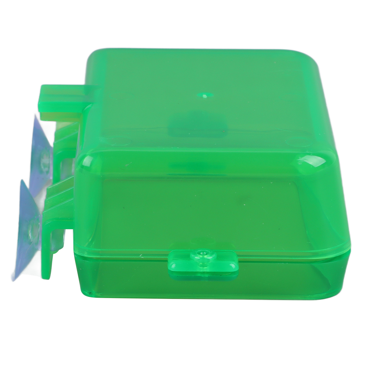 Grüne Plastikbox mit Deckel. Die Box hat eine rechteckige Form.