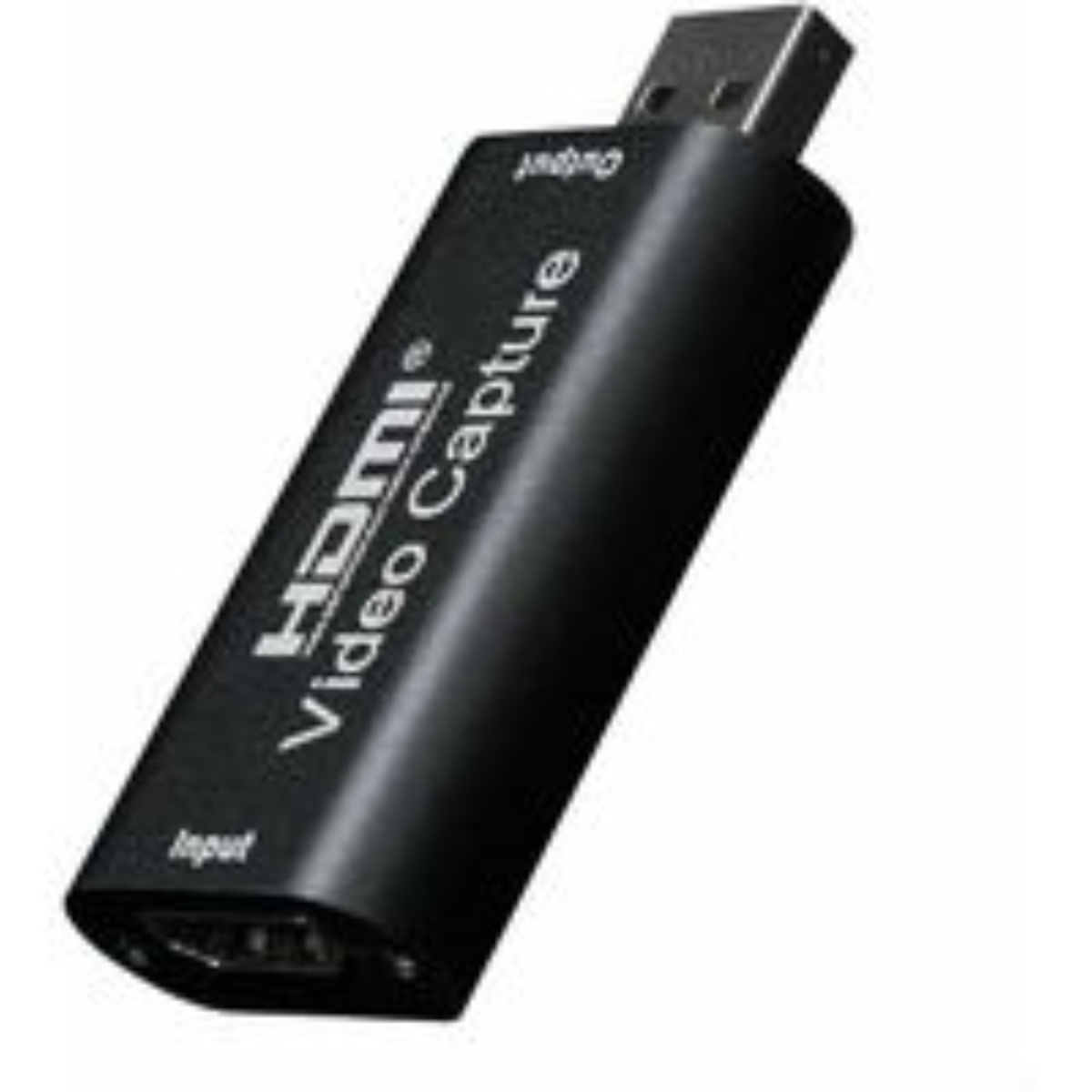 Schwarzes HDMI-Videoaufnahmegerät mit USB-Anschluss und HDMI-Eingang.