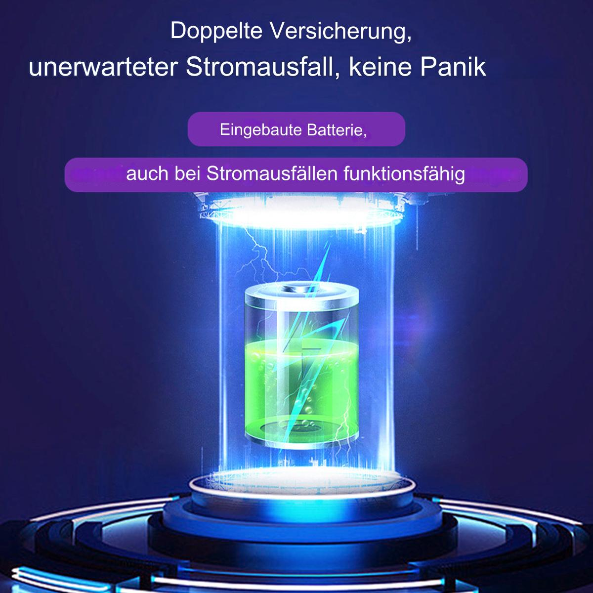 Bild einer Batterie in einem transparenten Behälter mit grüner Flüssigkeit, mit Blitzen.