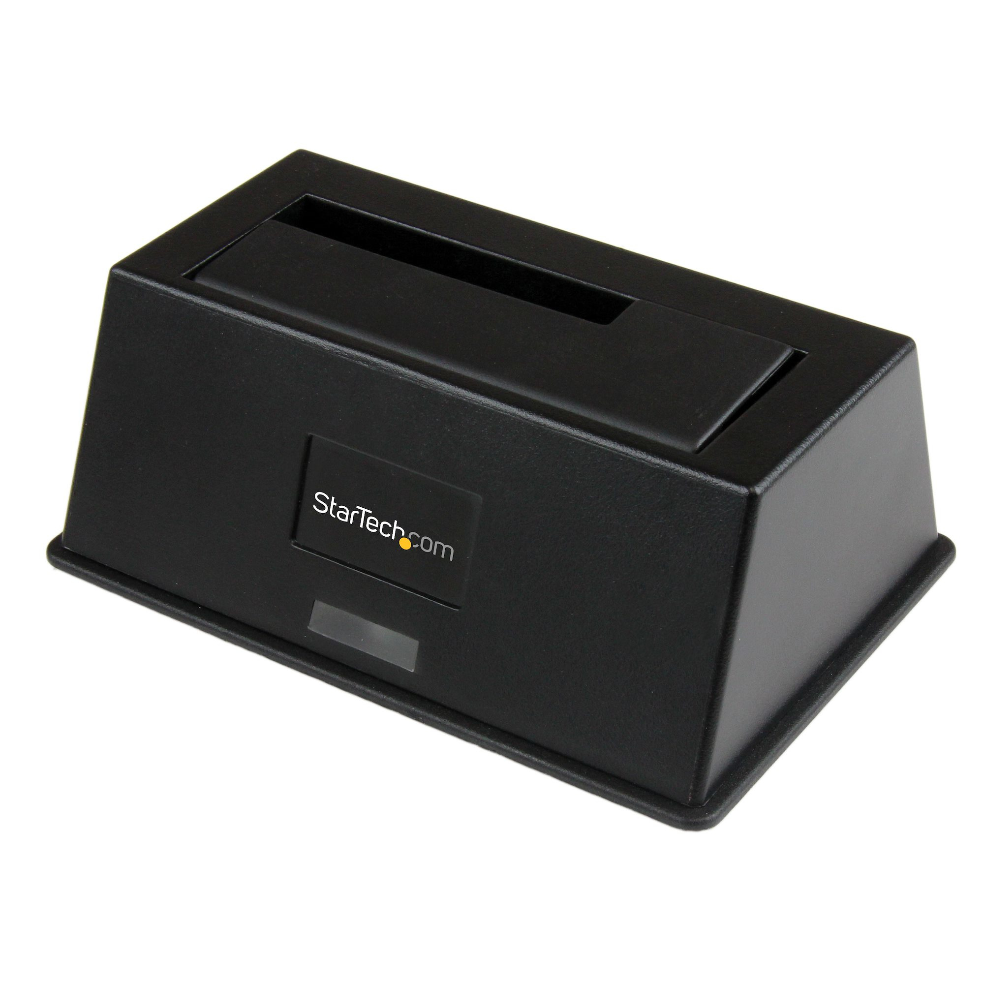 Zwart extern harde schijf dock met StarTech.com logo.