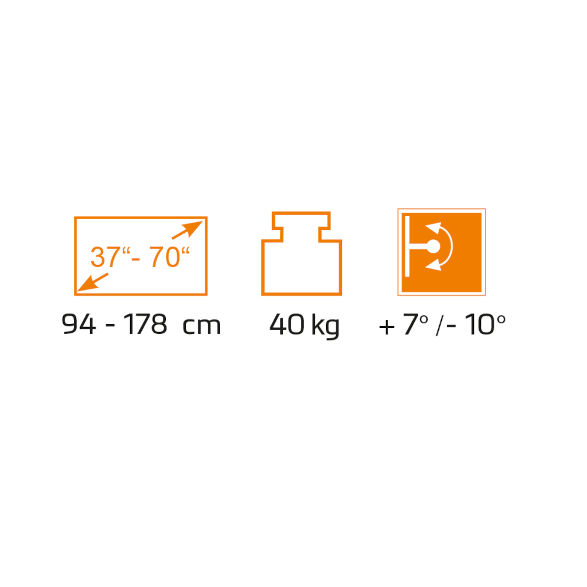 Ein Bild von Symbolen, die Abmessungen und Gewichtsangaben für ein Produkt anzeigen.