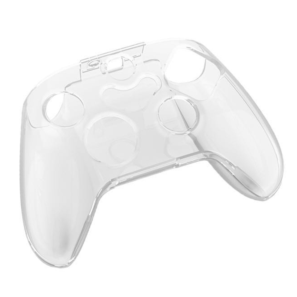 Durchsichtige, transparente Gamepad-Controllerhülle. Weißer Hintergrund.
