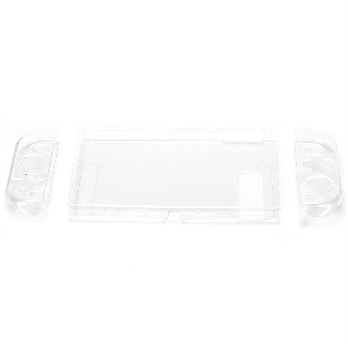 Transparente Kunststoffhülle für Nintendo Switch mit separaten Joy-Con-Abdeckungen.