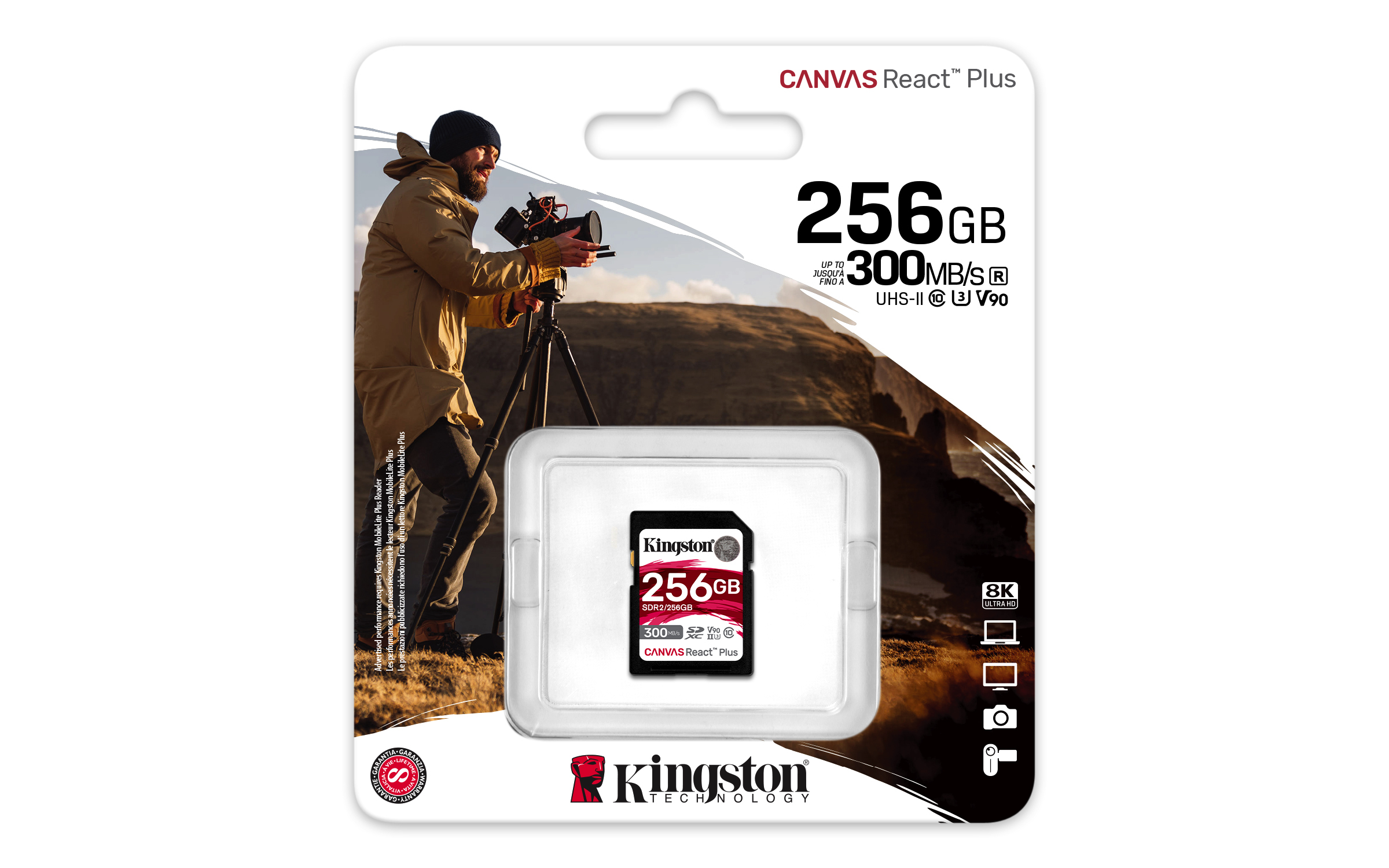 KINGSTON TECHNOLOGY SDR2/256GB CANVAS REACT PLUS 256GB, SD Speicherkarte, 256 GB, 300 MB/s