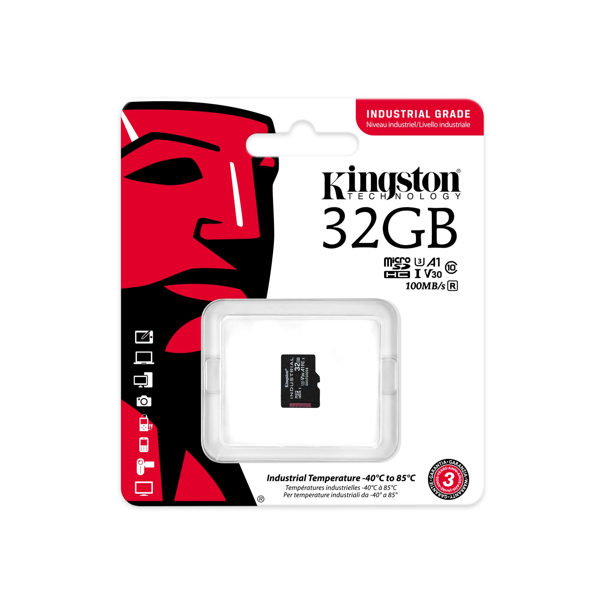 KINGSTON TECHNOLOGY Industrial UHS-I, Micro-SDHC Speicherkarte, 32 GB, 100 MB/s