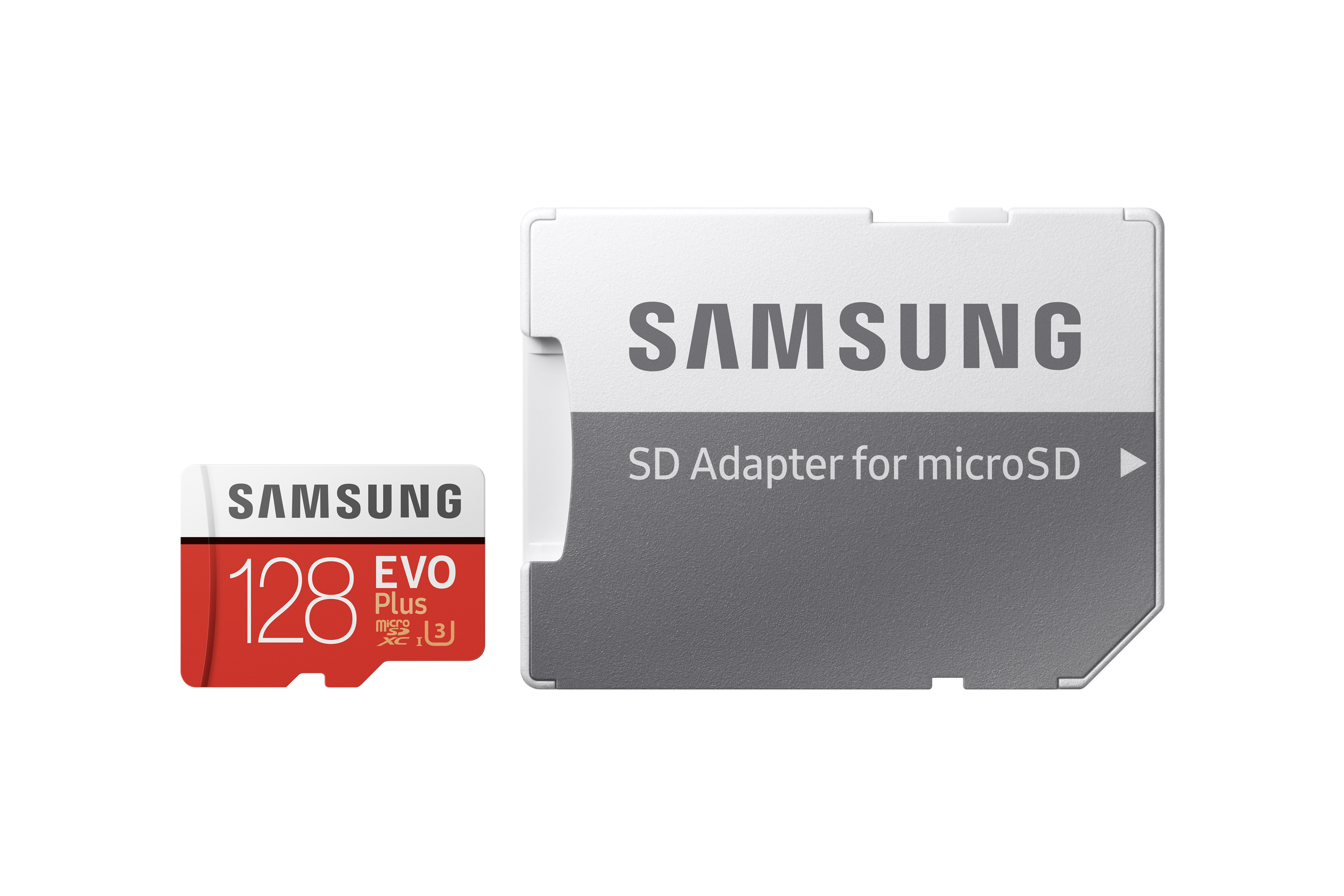 Samsung microSD-Karte mit Adapter und Details der Karte.