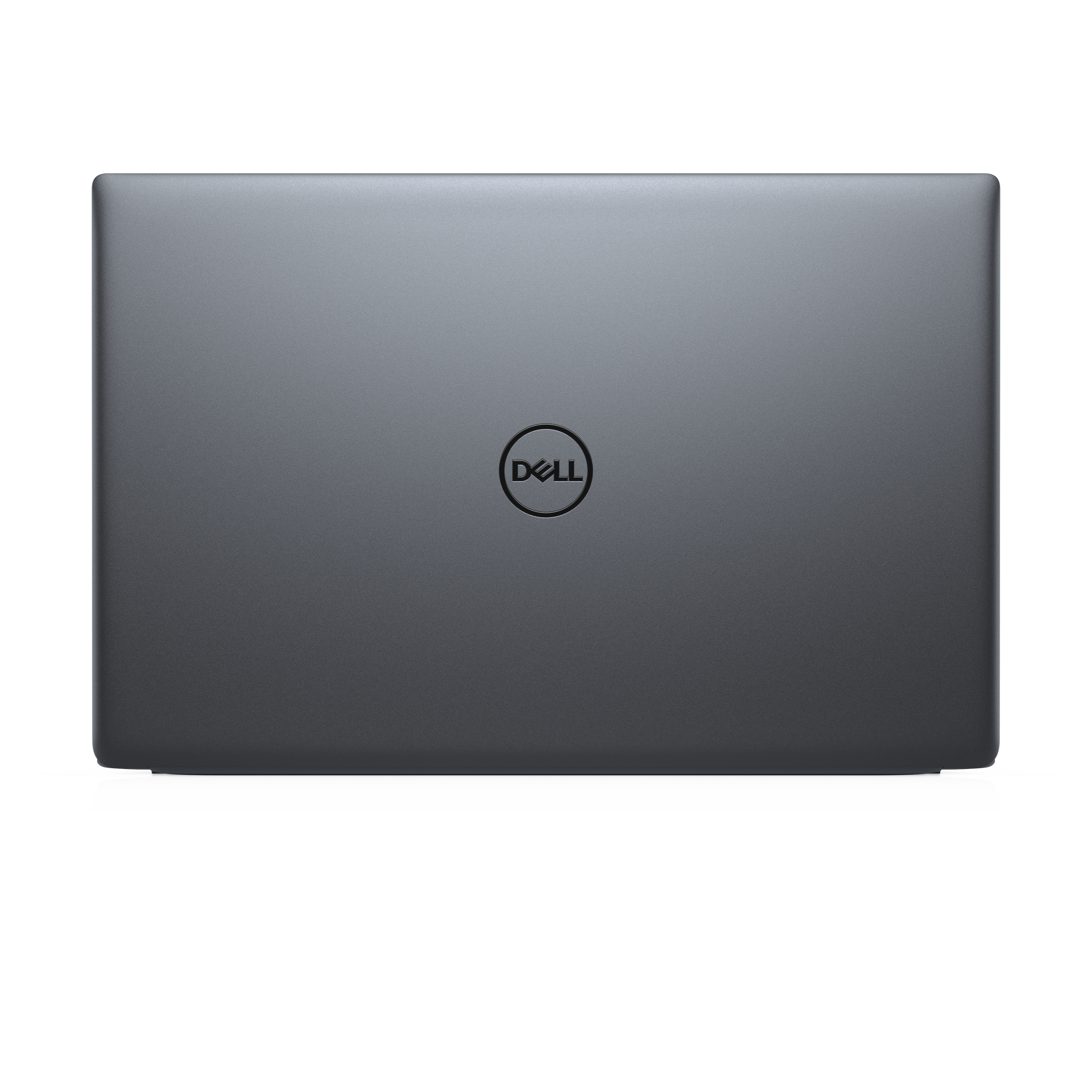 Laptop Dell grigio con logo Dell sul retro.