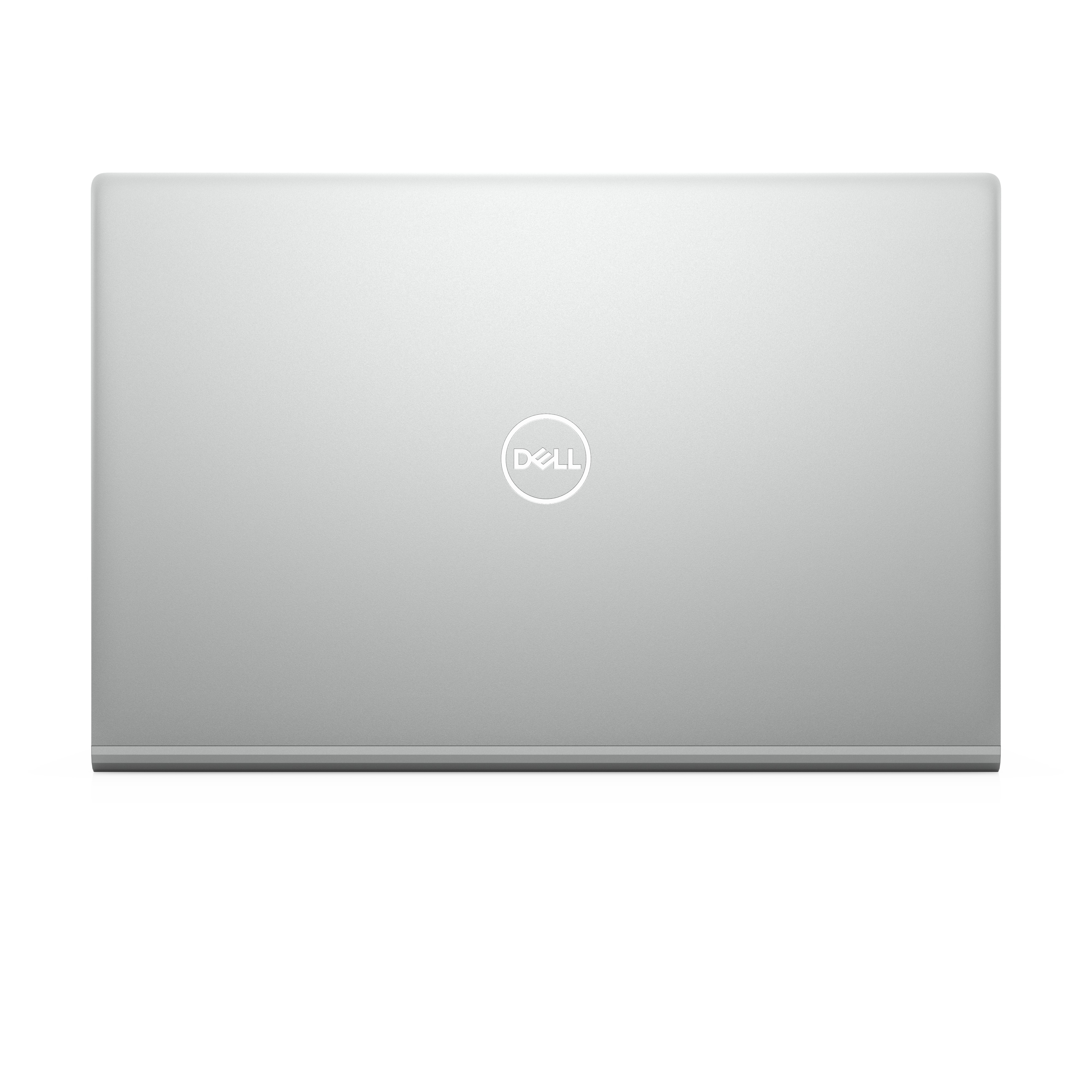 Laptop Dell grigio con logo Dell sul retro.