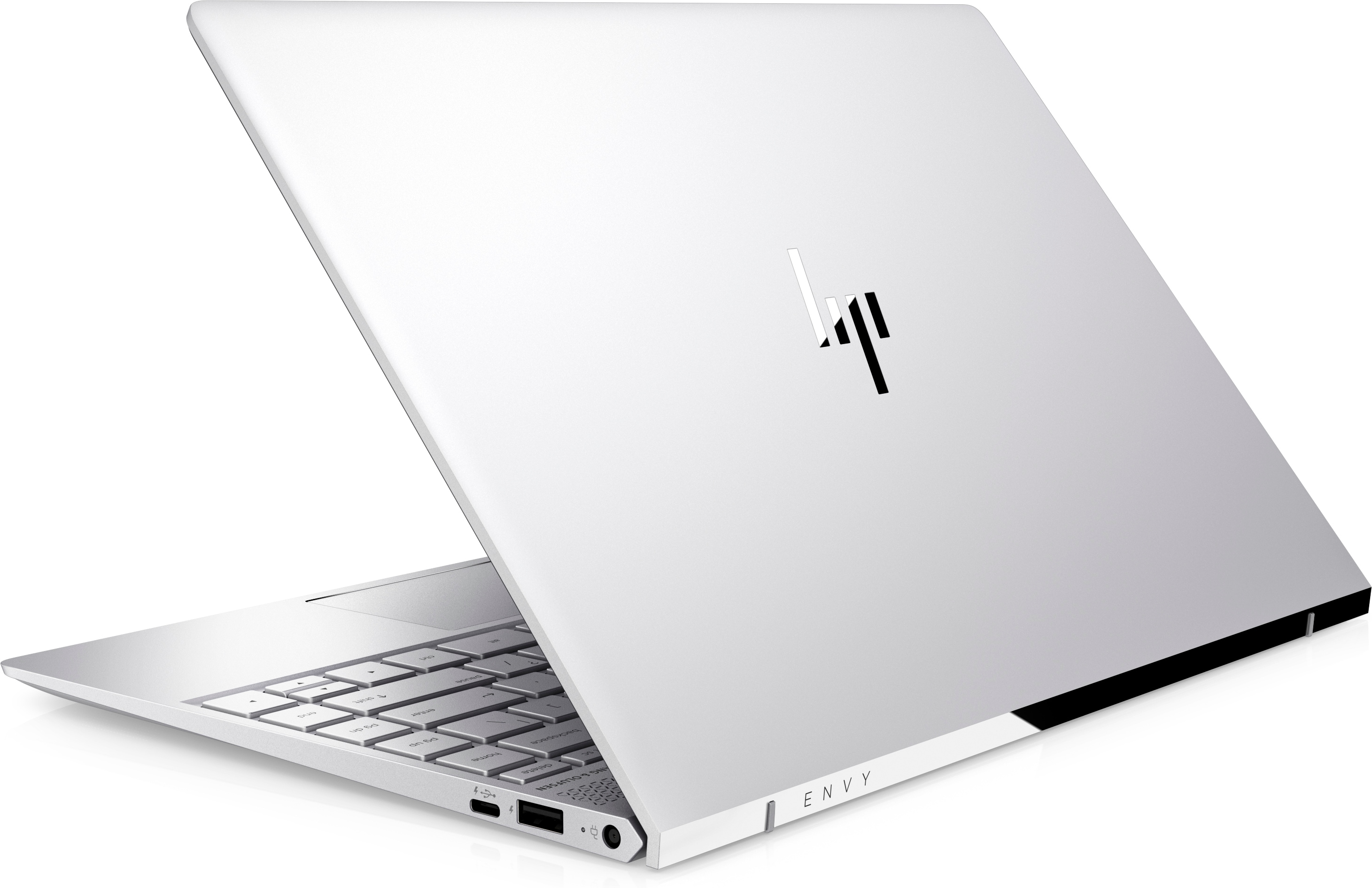 Laptop HP argento chiuso su un tavolo. Il retro del laptop è visibile, con il logo HP.