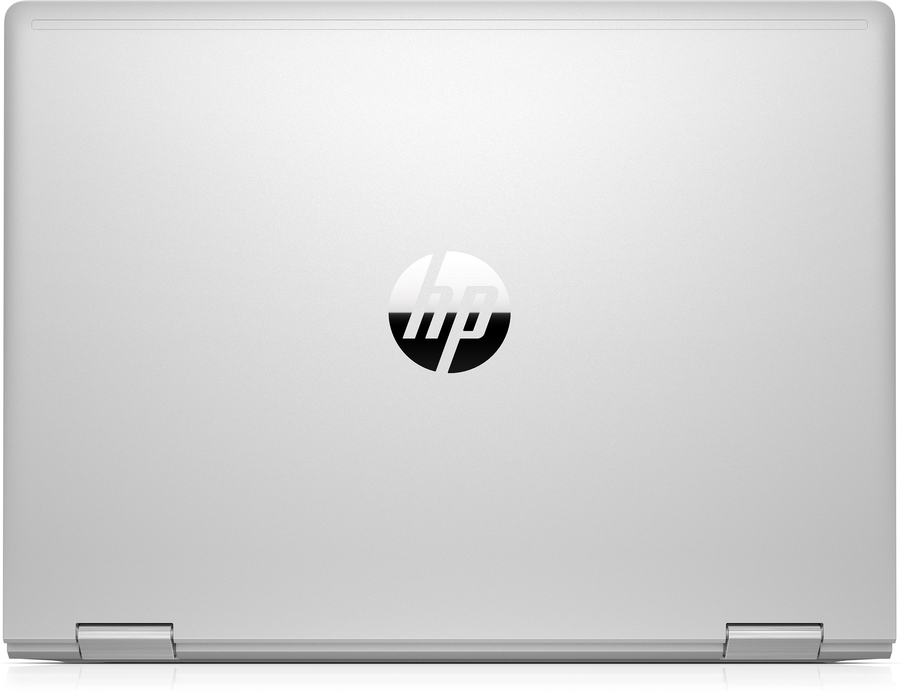 Copertura laptop argentata con logo HP.