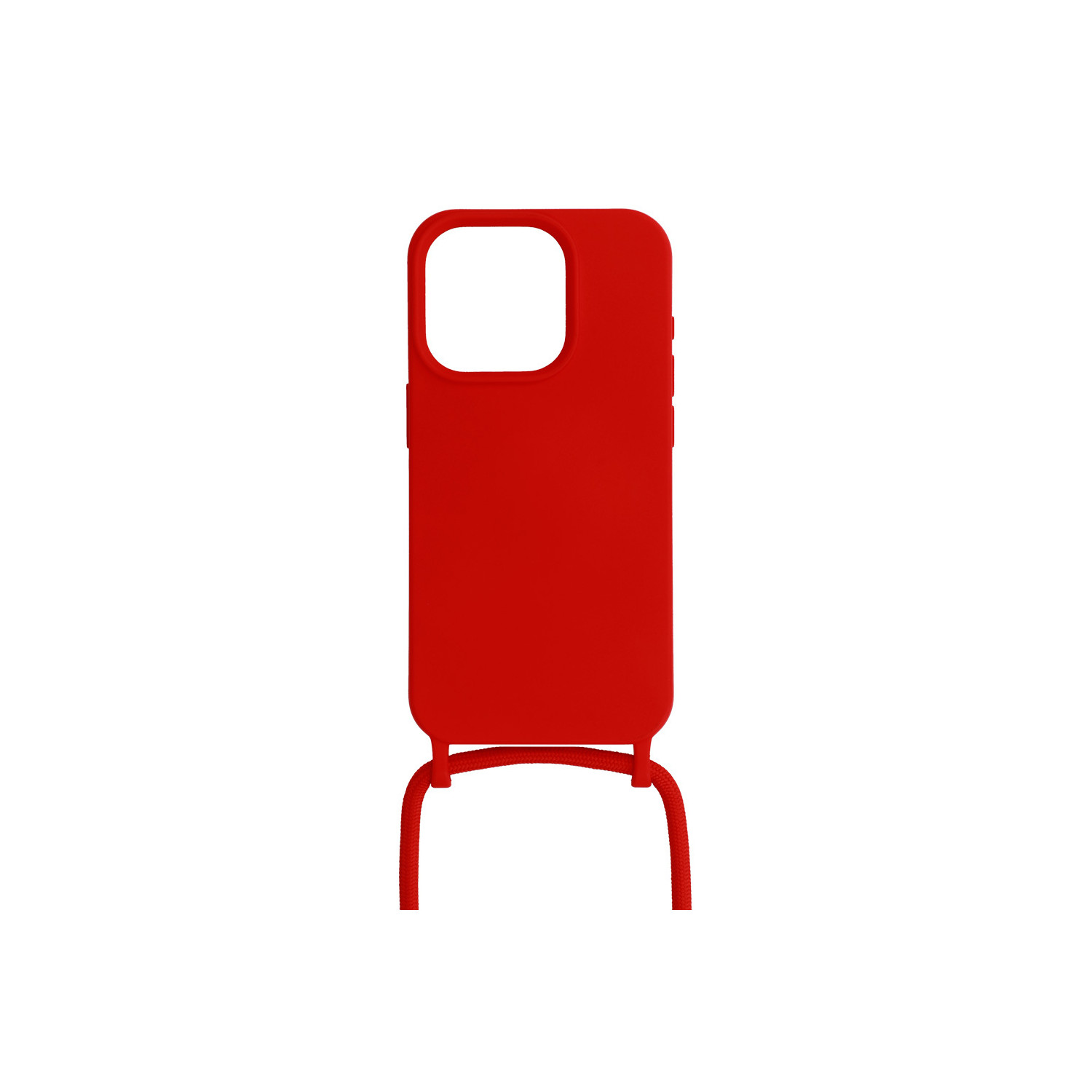 Una custodia per telefono rossa con un design a cinturino.
