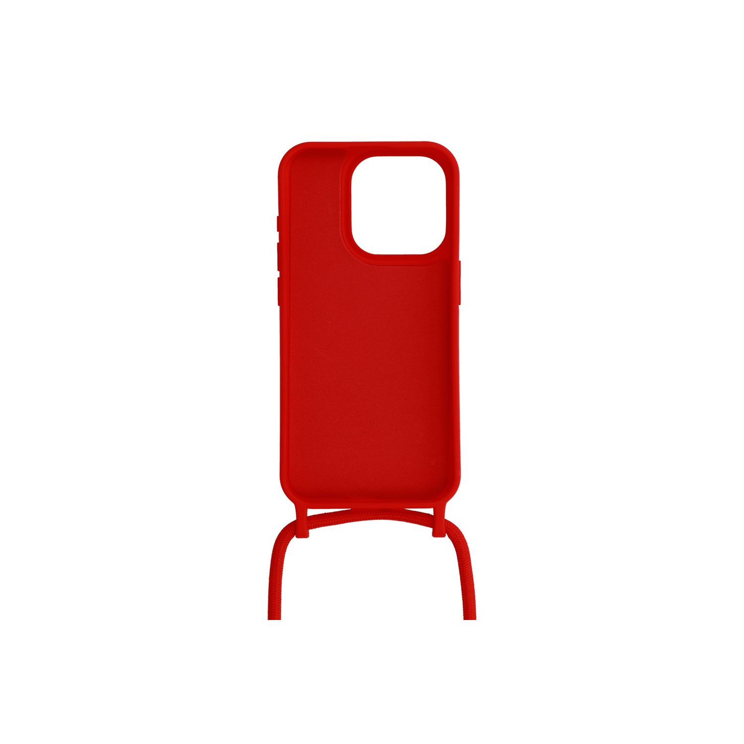 Una custodia per telefono rossa con cinturino rosso. La custodia è per un iPhone.