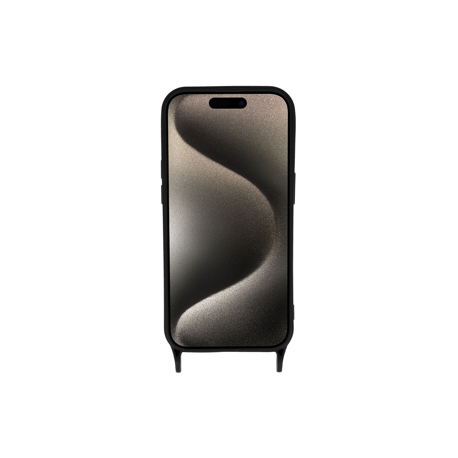 Custodia nera per telefono con design grigio ondulato e cornice nera.