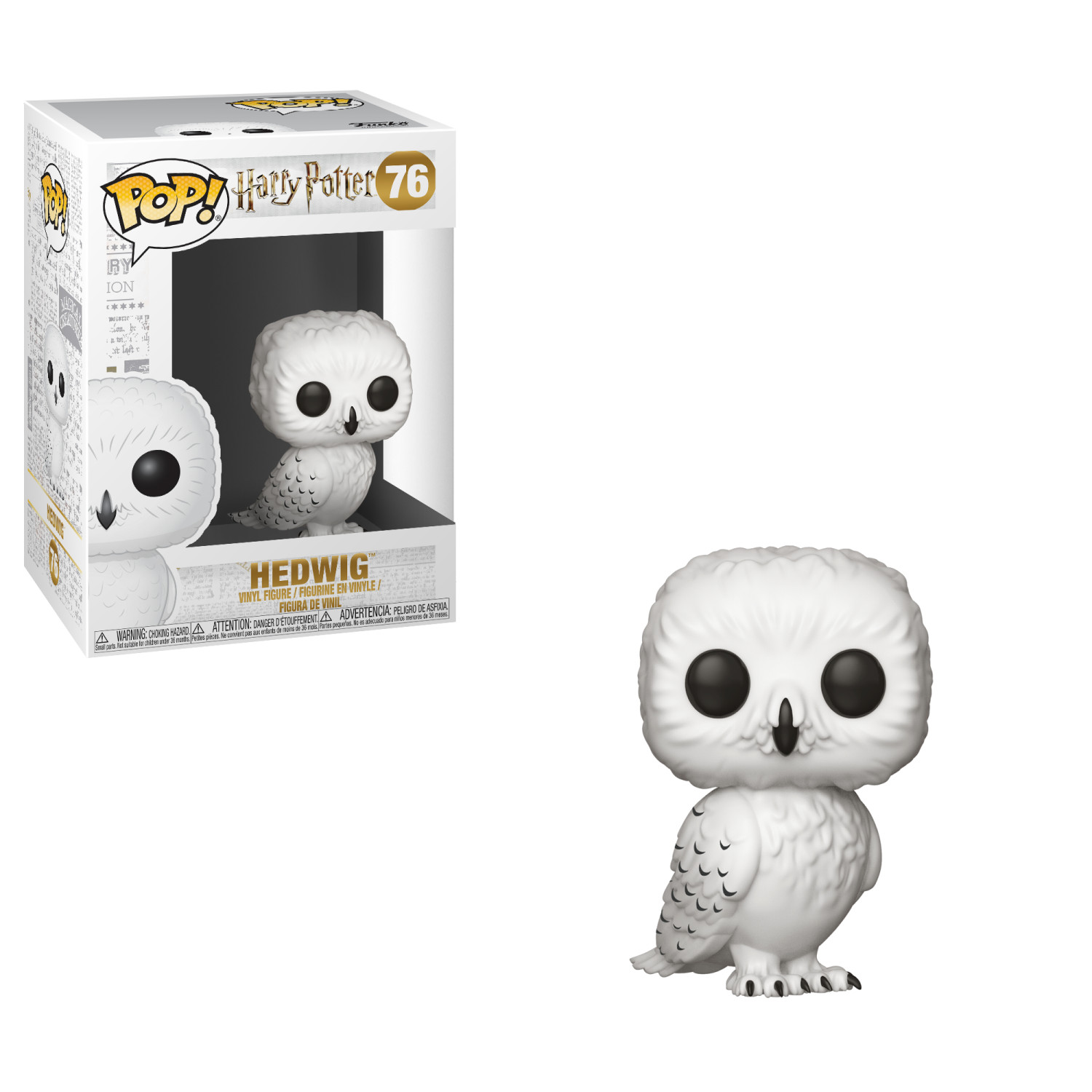 Figurka Hedwig Funko Pop w pudełku i sama figurka, biała i podobna do sowy.