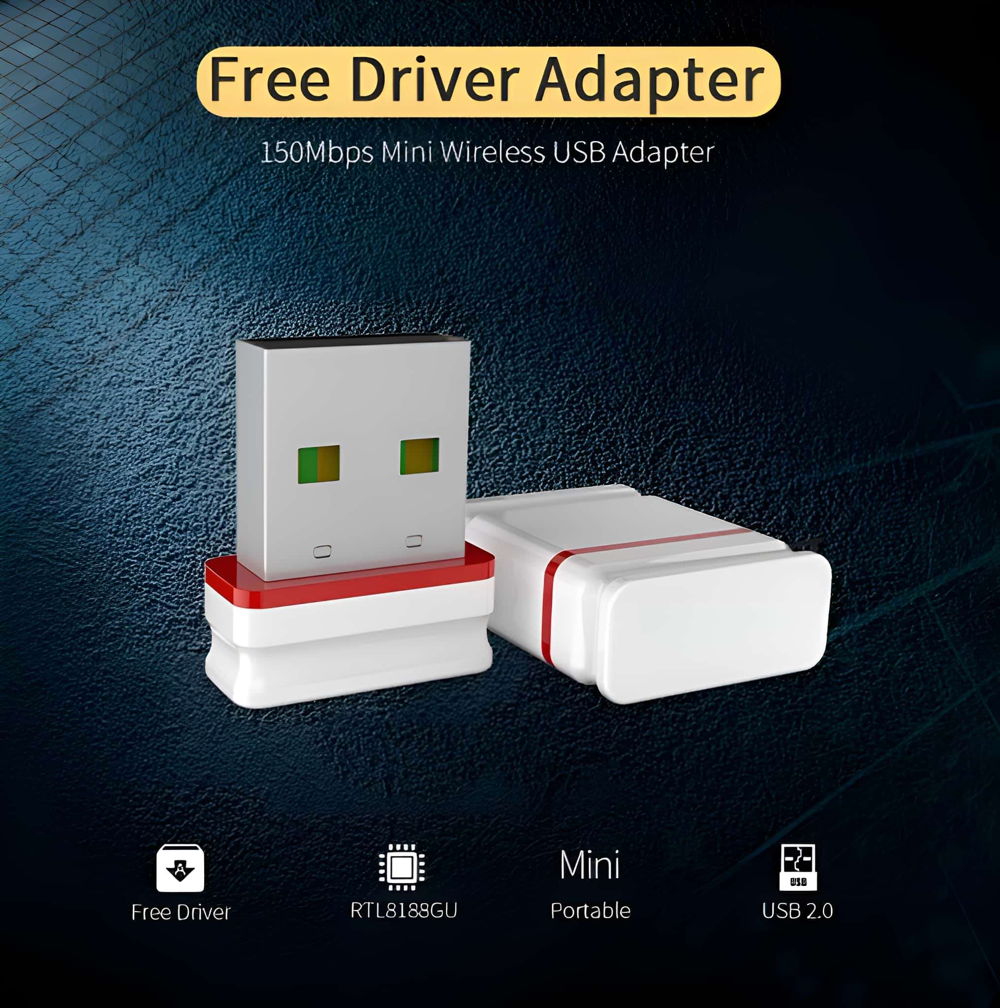 USB-Adapter. Er hat ein weiß-rotes Gehäuse mit USB-Anschluss und zwei kleinen grünen Rechtecken.