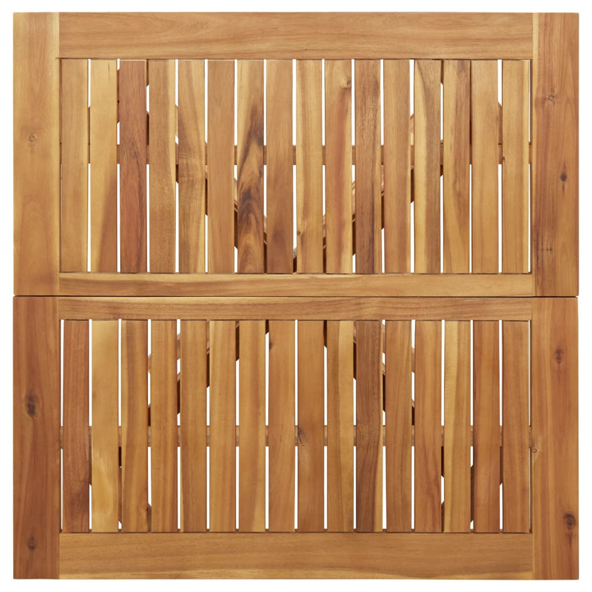 Draufsicht auf zwei Holz-Tischhälften, die zusammengesetzt sind. Das Holz hat eine natürliche Maserung.