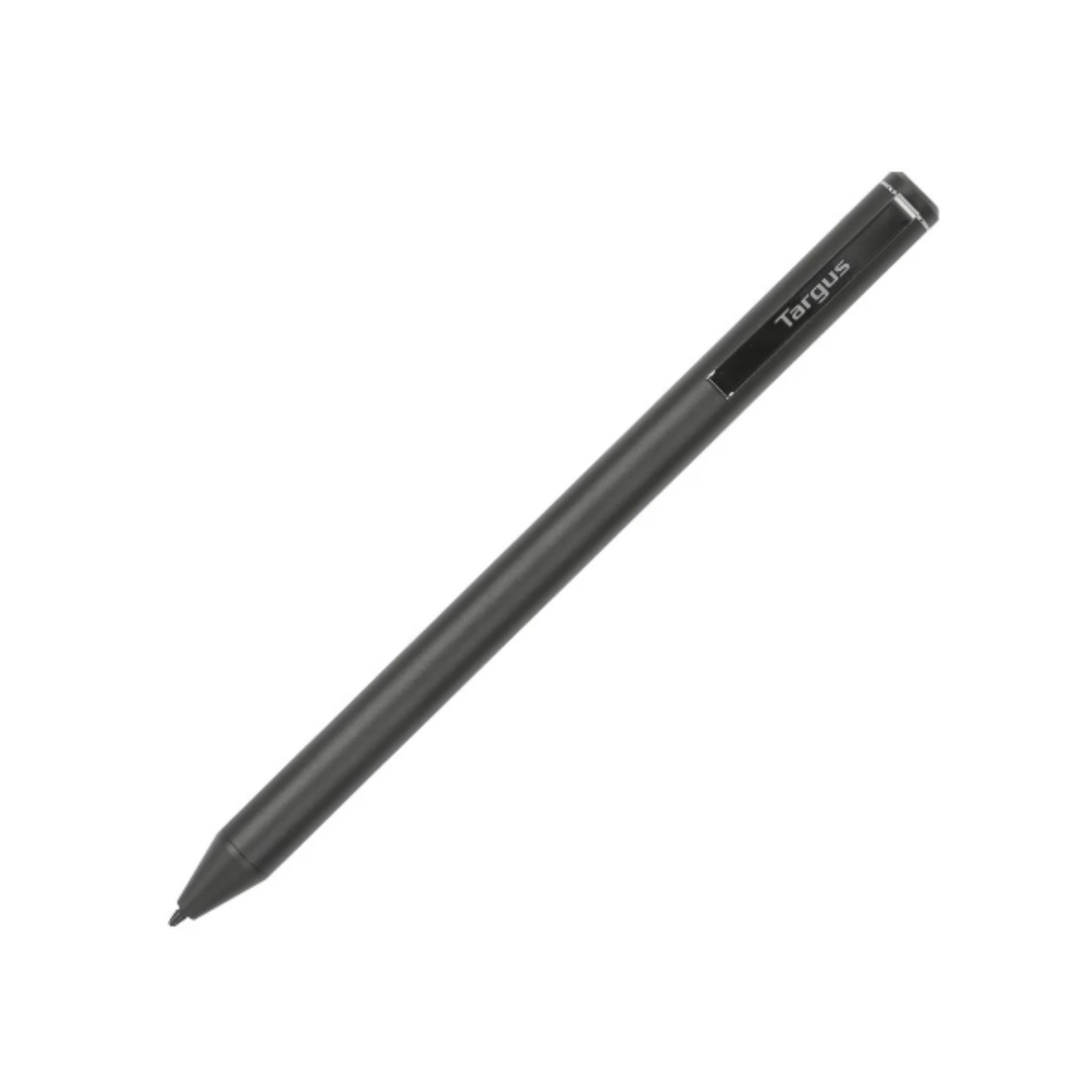 Lápiz táctil negro con logo Targus sobre fondo blanco.