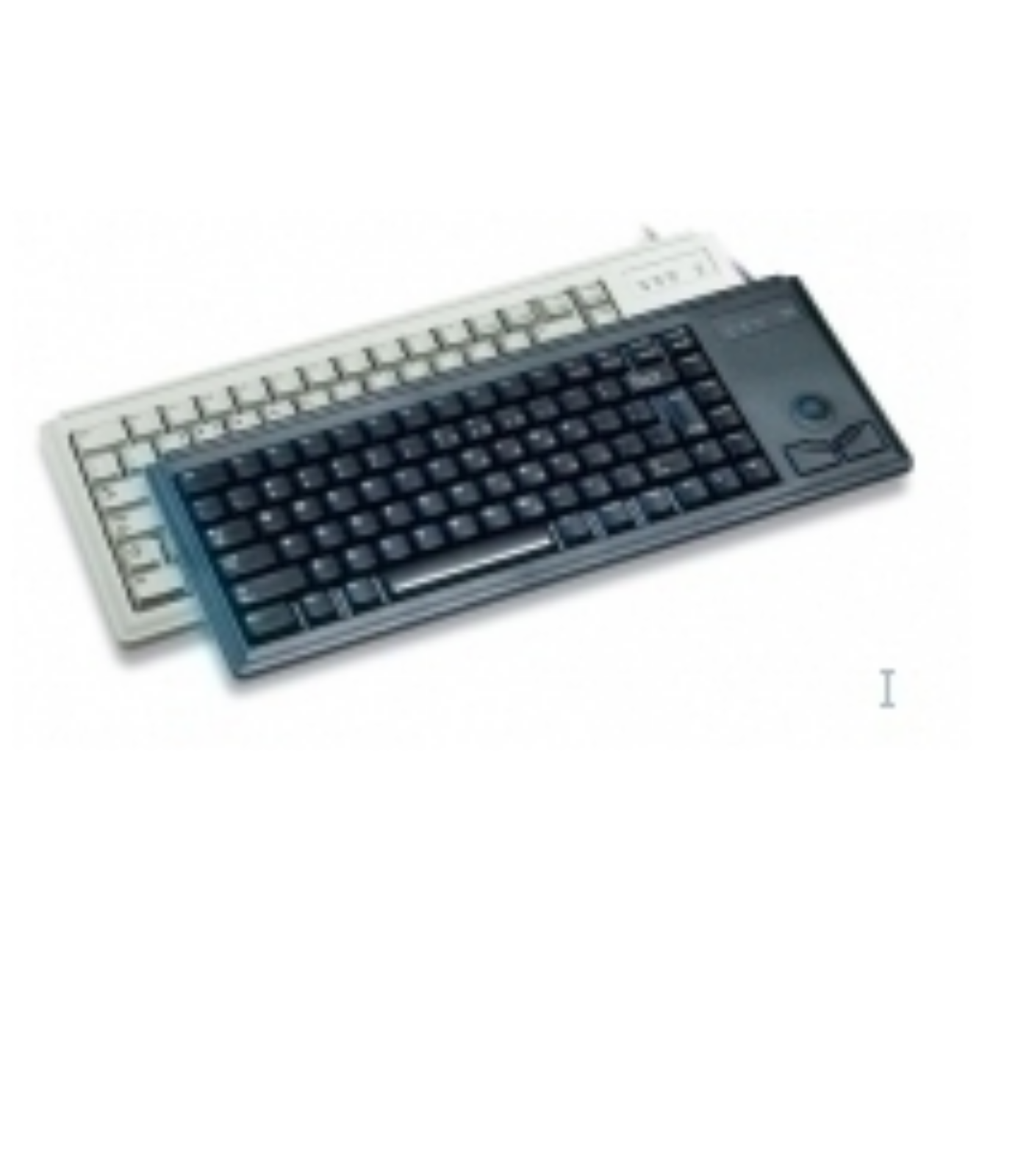 Dwie klawiatury, jedna biała i jedna czarna. Czarna klawiatura jest na białej.