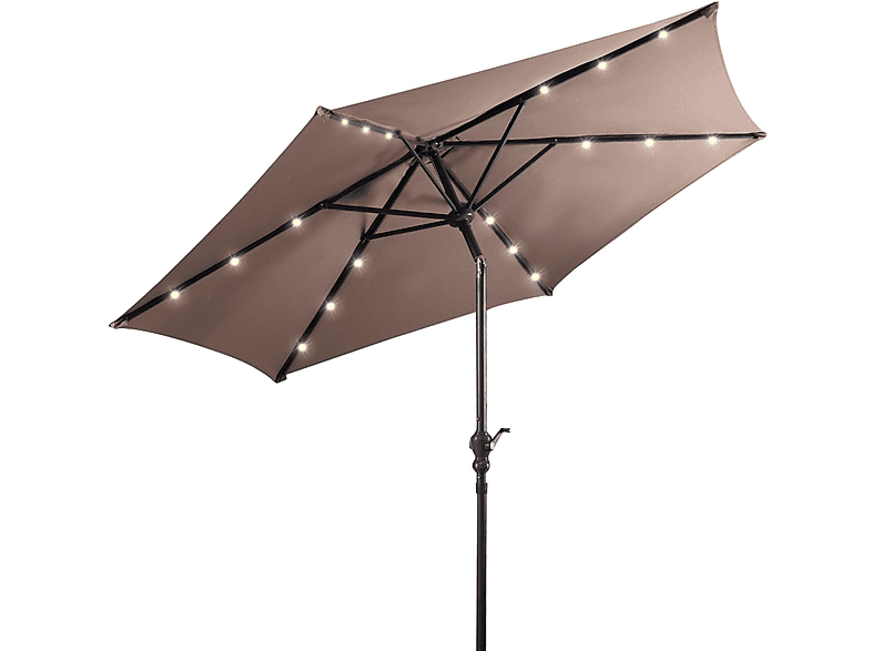 COSTWAY 270cm mit Solar LEDBeleuchtung Sonnenschirm, Braun MediaMarkt