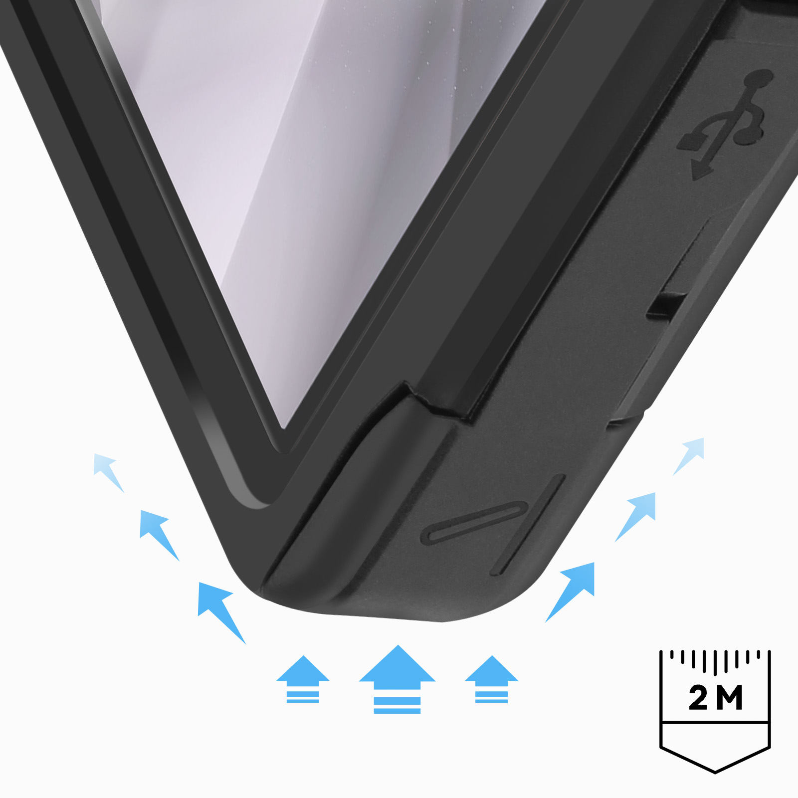 Angolo del dispositivo nero con frecce e scala di misurazione.
