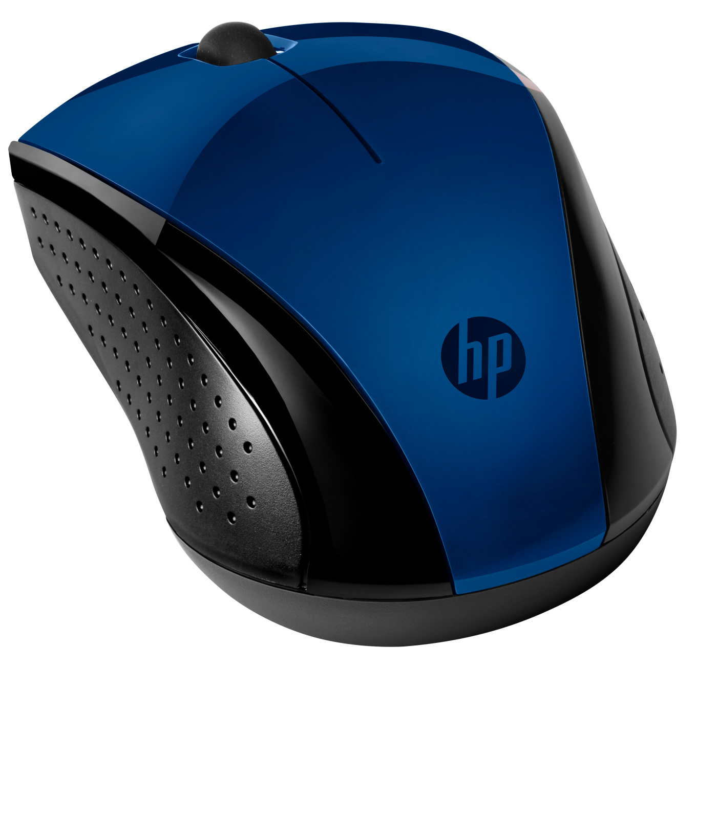 Niebiesko-czarna mysz HP. Widoczne logo HP.