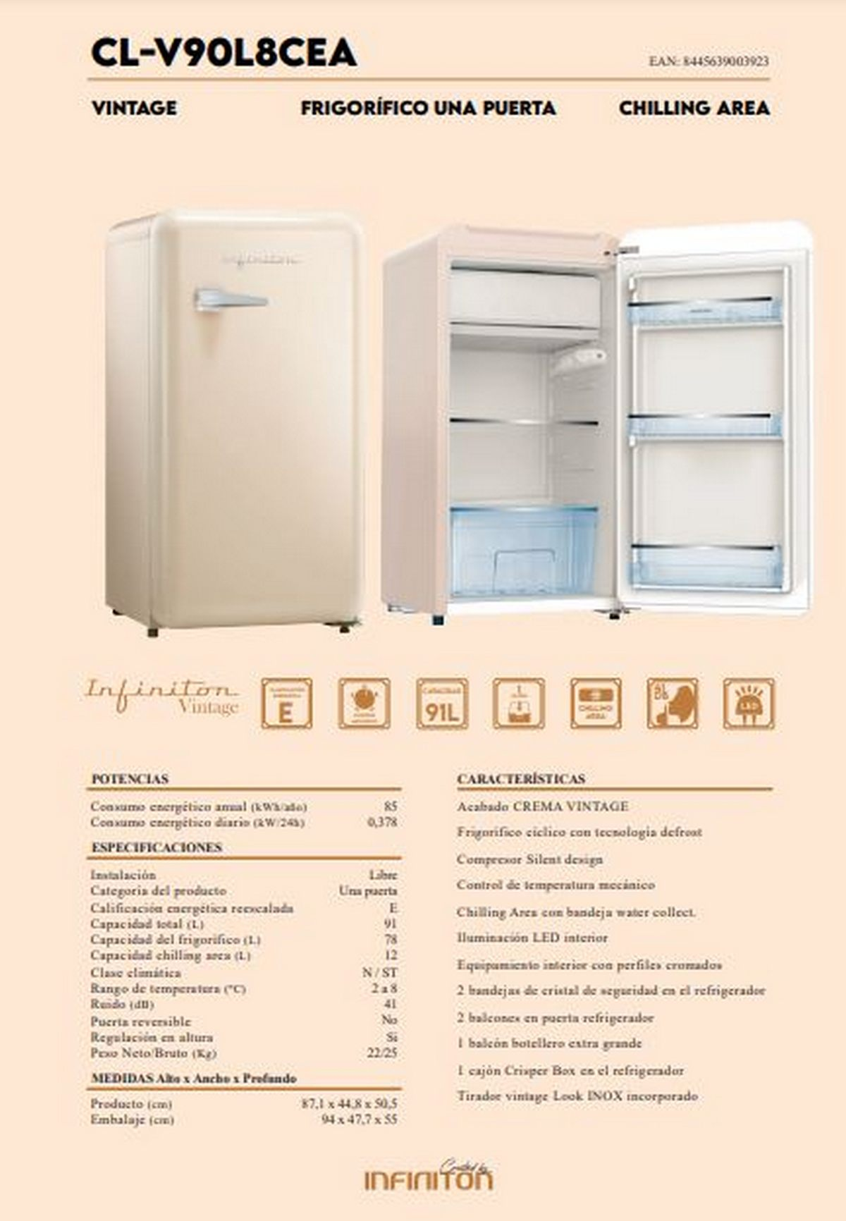 Un refrigerador beige vintage.