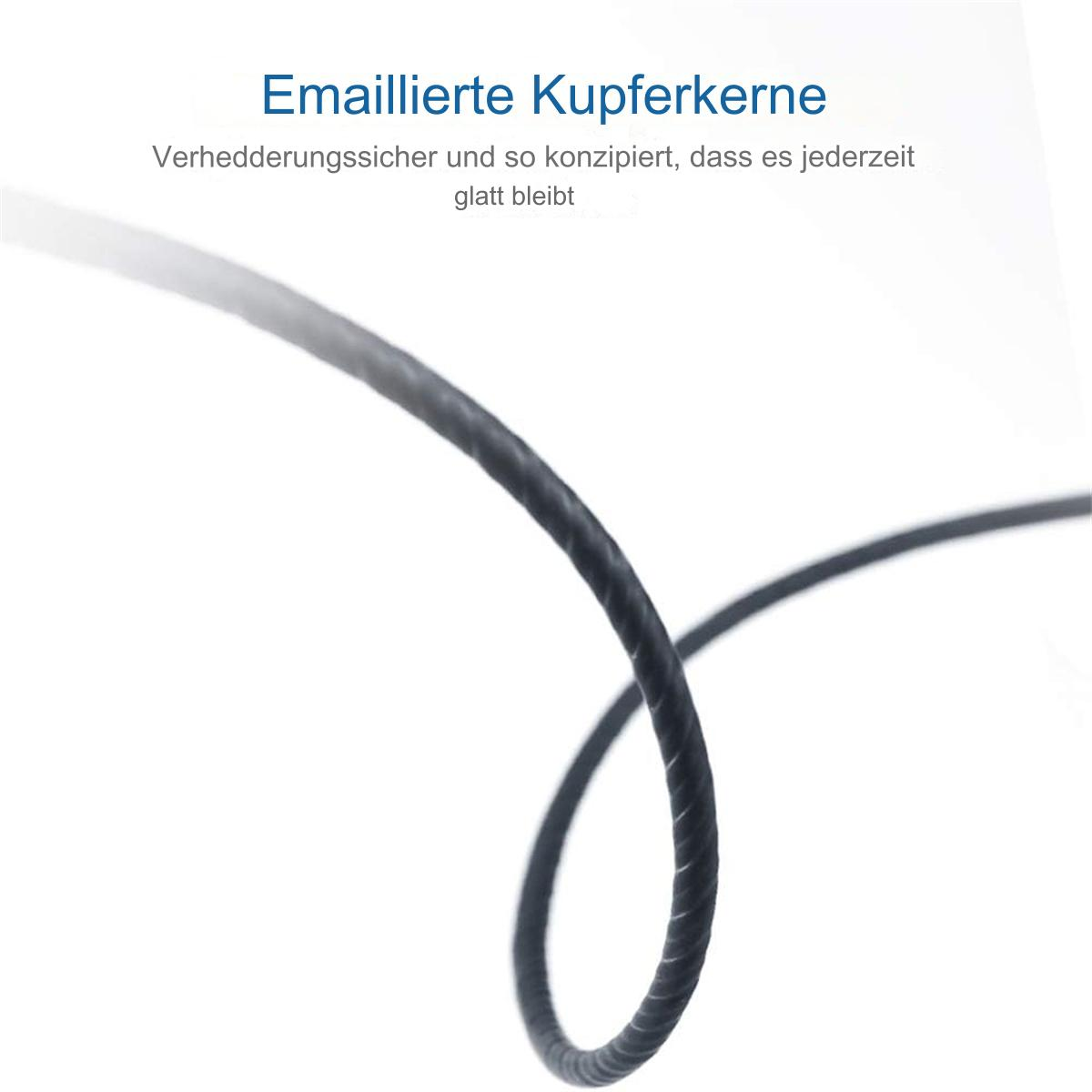 Nahaufnahme eines schwarzen Kabels mit leichter Krümmung vor weißem Hintergrund.