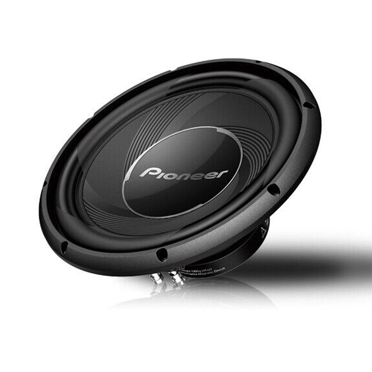 Un altoparlante subwoofer nero con il marchio Pioneer.