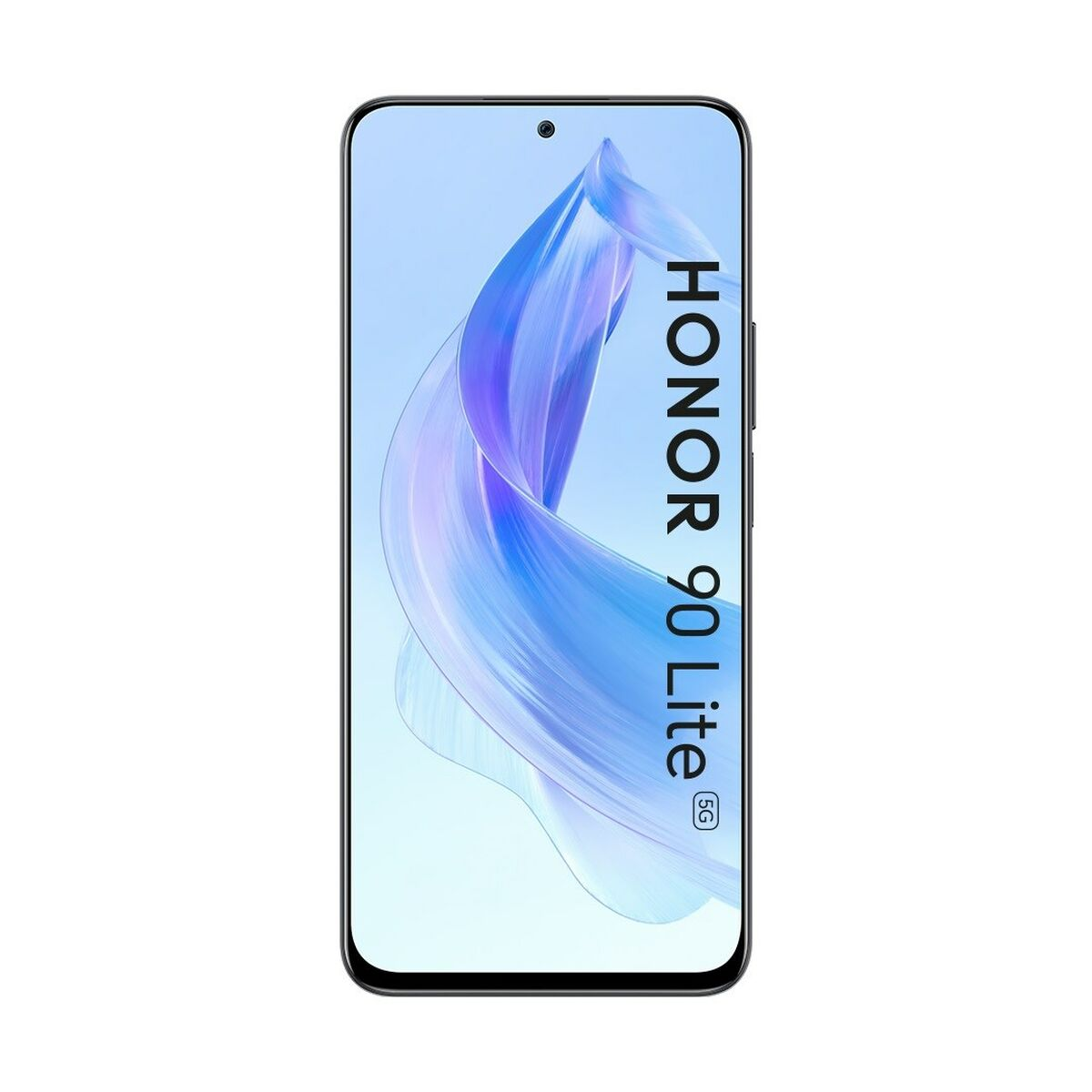 Smartphone con design a onda blu e viola sullo schermo, Honor 90 Lite.