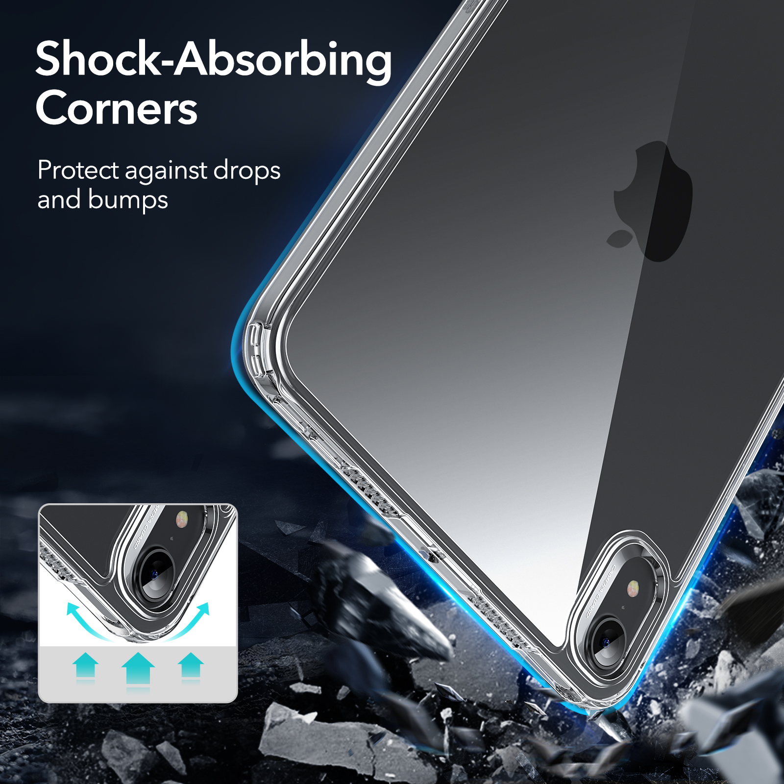 Handyhülle mit Telefon. Die Hülle ist transparent und schützt das Telefon.