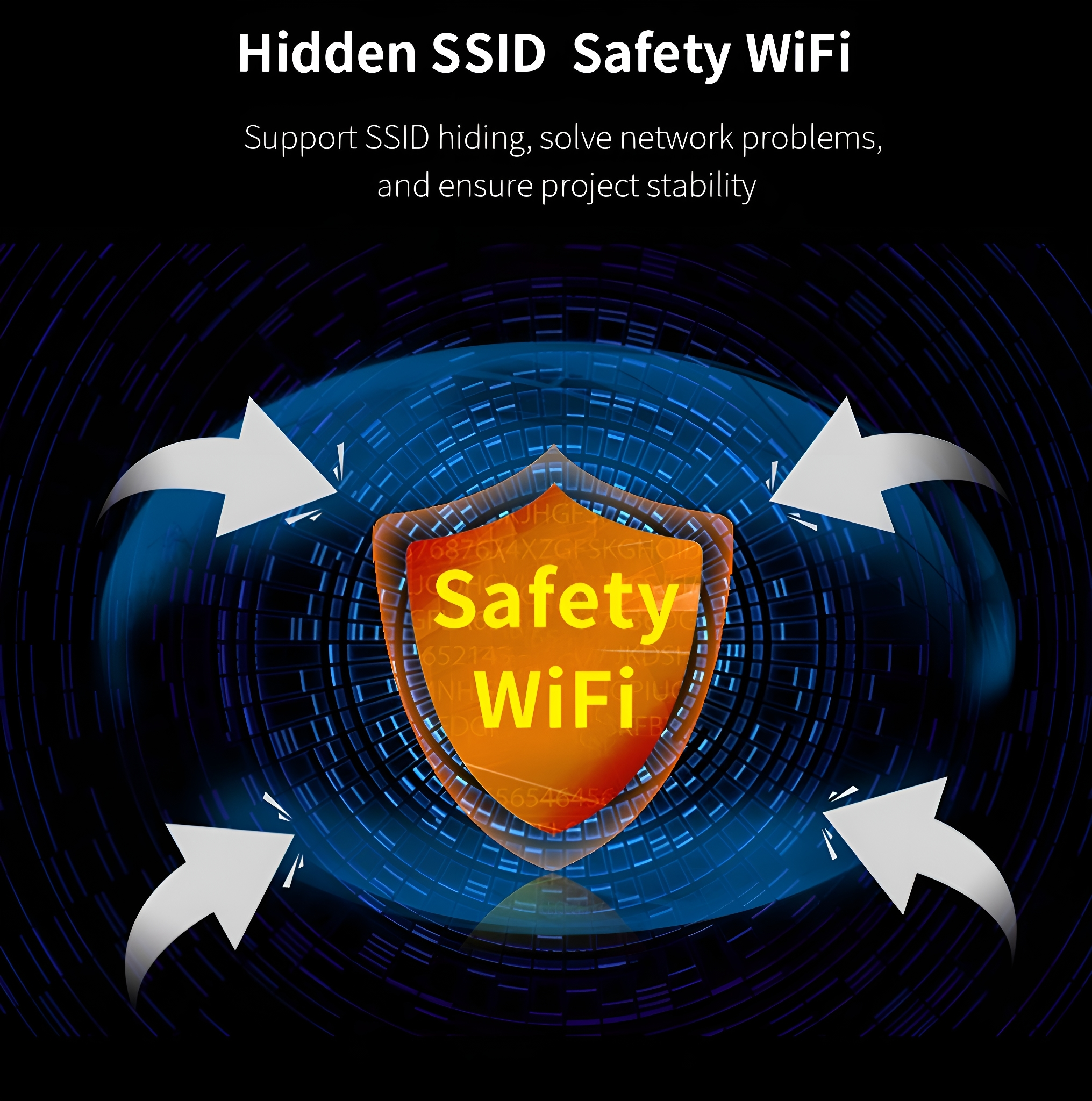 Orangefarbenes Schildsymbol mit Safety WiFi-Nachricht.