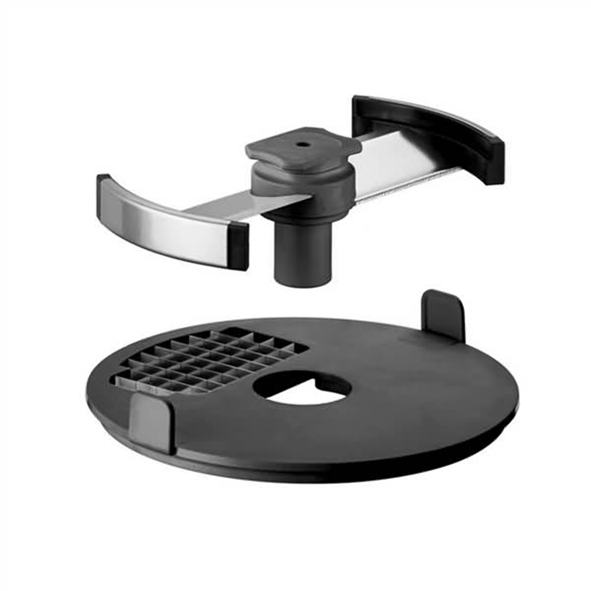 Lama e base del robot da cucina, con un motivo a griglia sulla base.