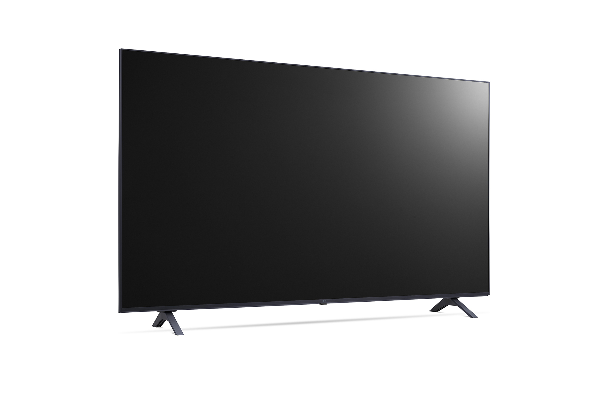 Televisor de pantalla plana grande con pantalla negra y soporte.