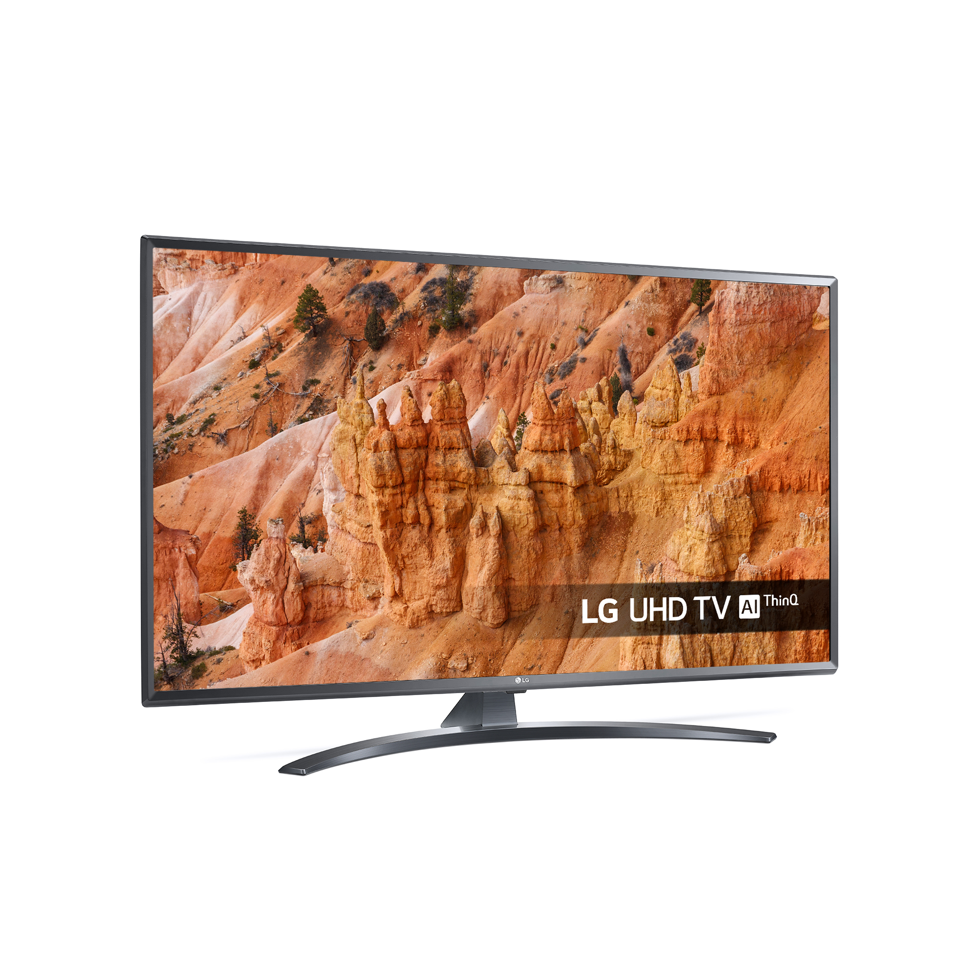 Un monitor di computer mostra un desktop di Windows. È su un supporto, con un bordo nero, su sfondo bianco.
