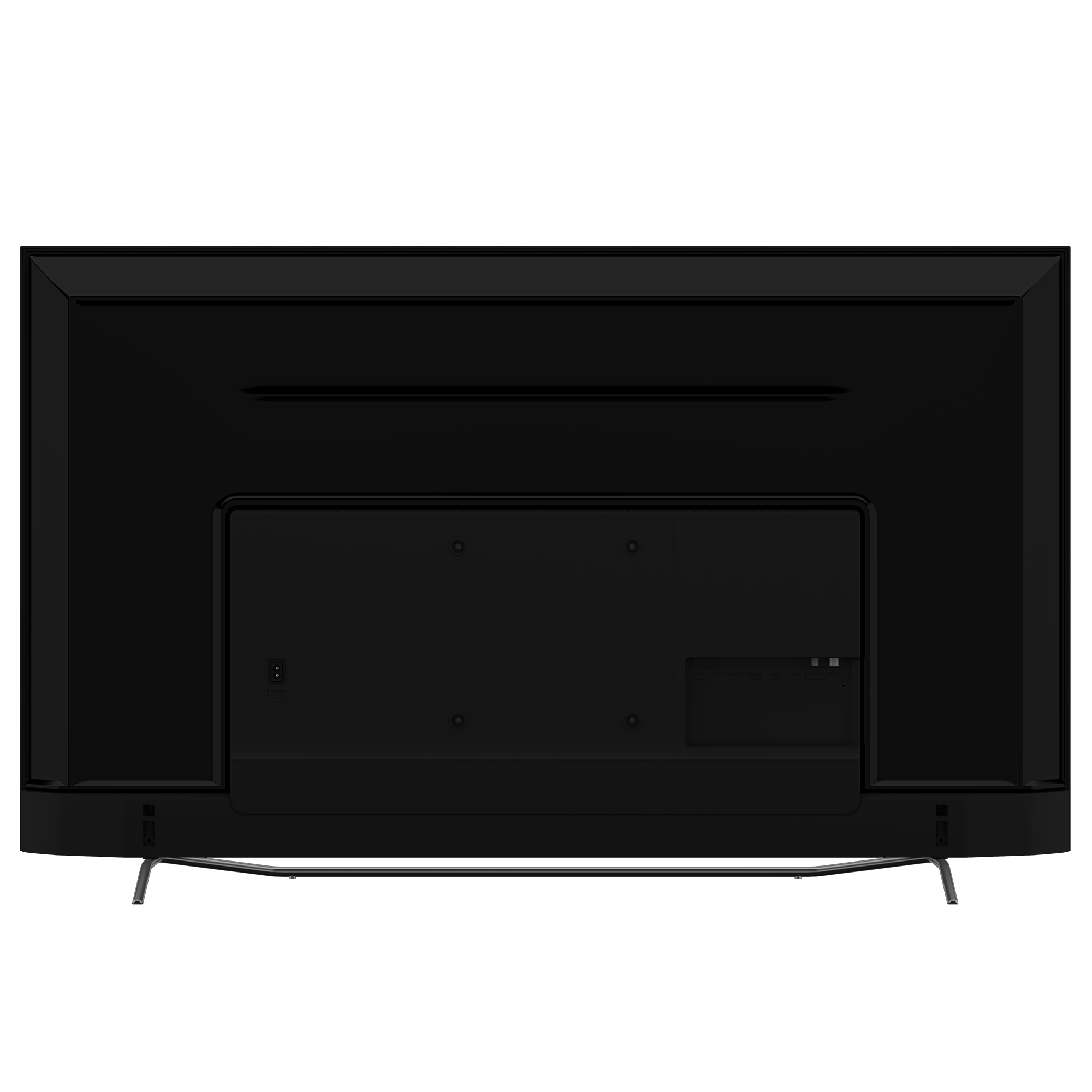 Parte trasera de un televisor. Negro. Puertos y conexiones visibles.