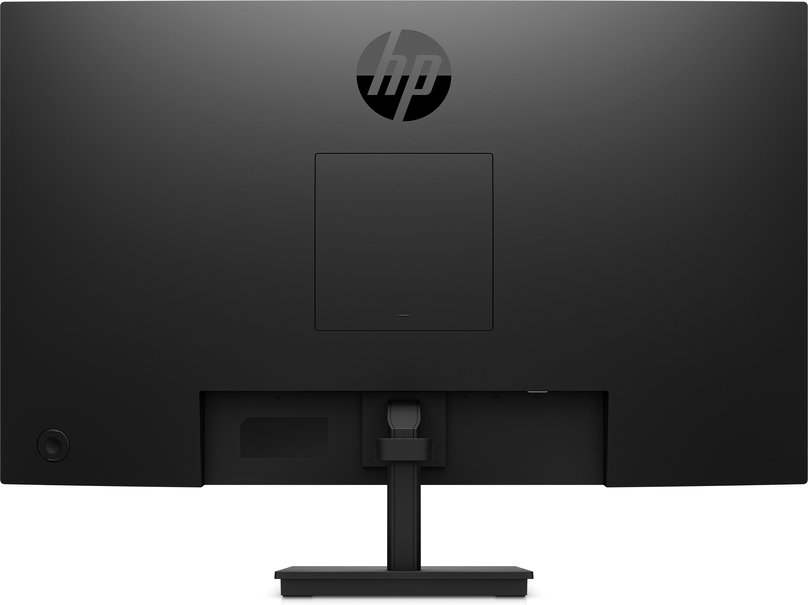 Il retro di un monitor HP con il logo HP e le porte di connessione visibili.